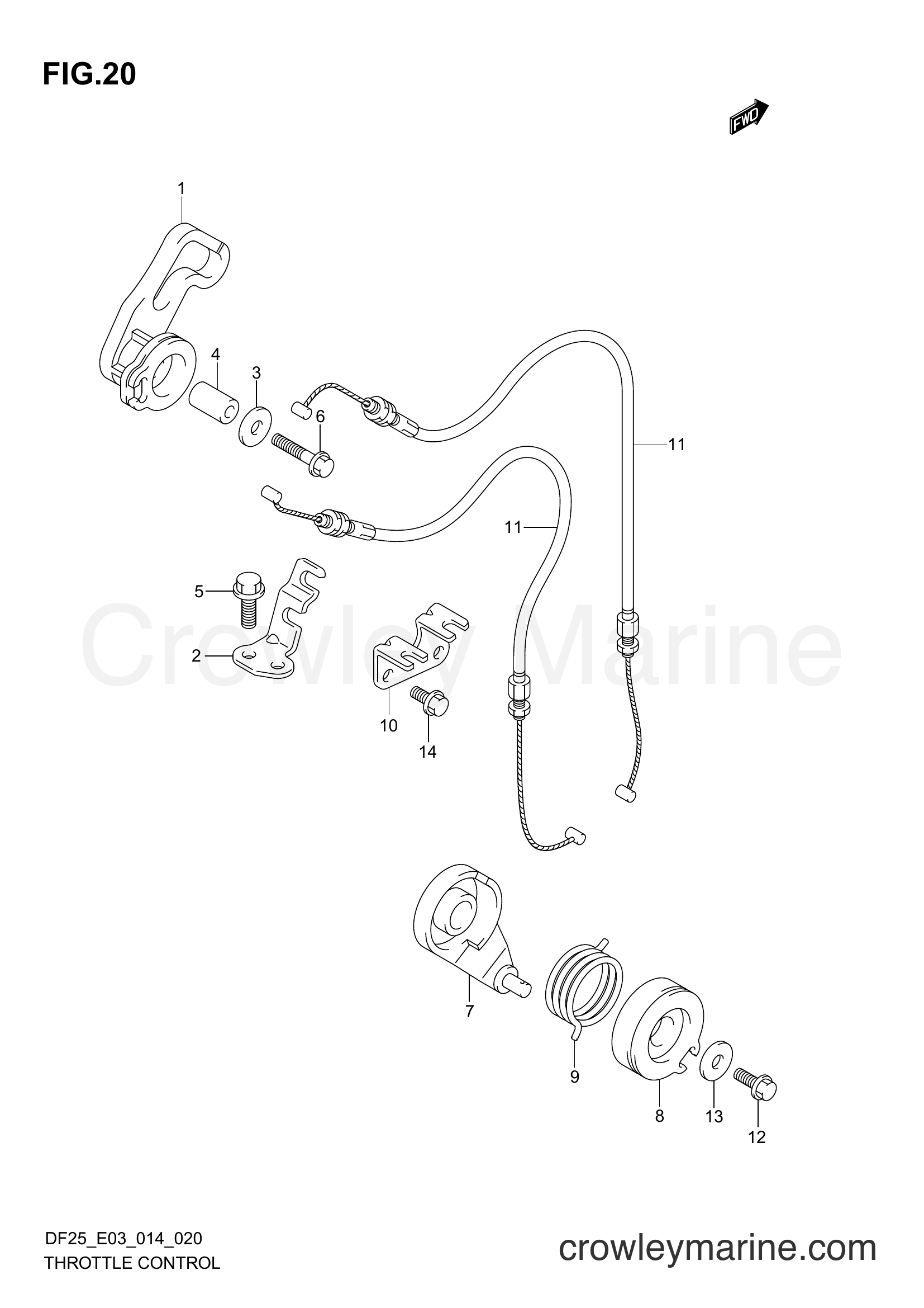 Suzuki Marine DF25 02503F-410001~ - THROTTLE CONTROL (DF25R E03)