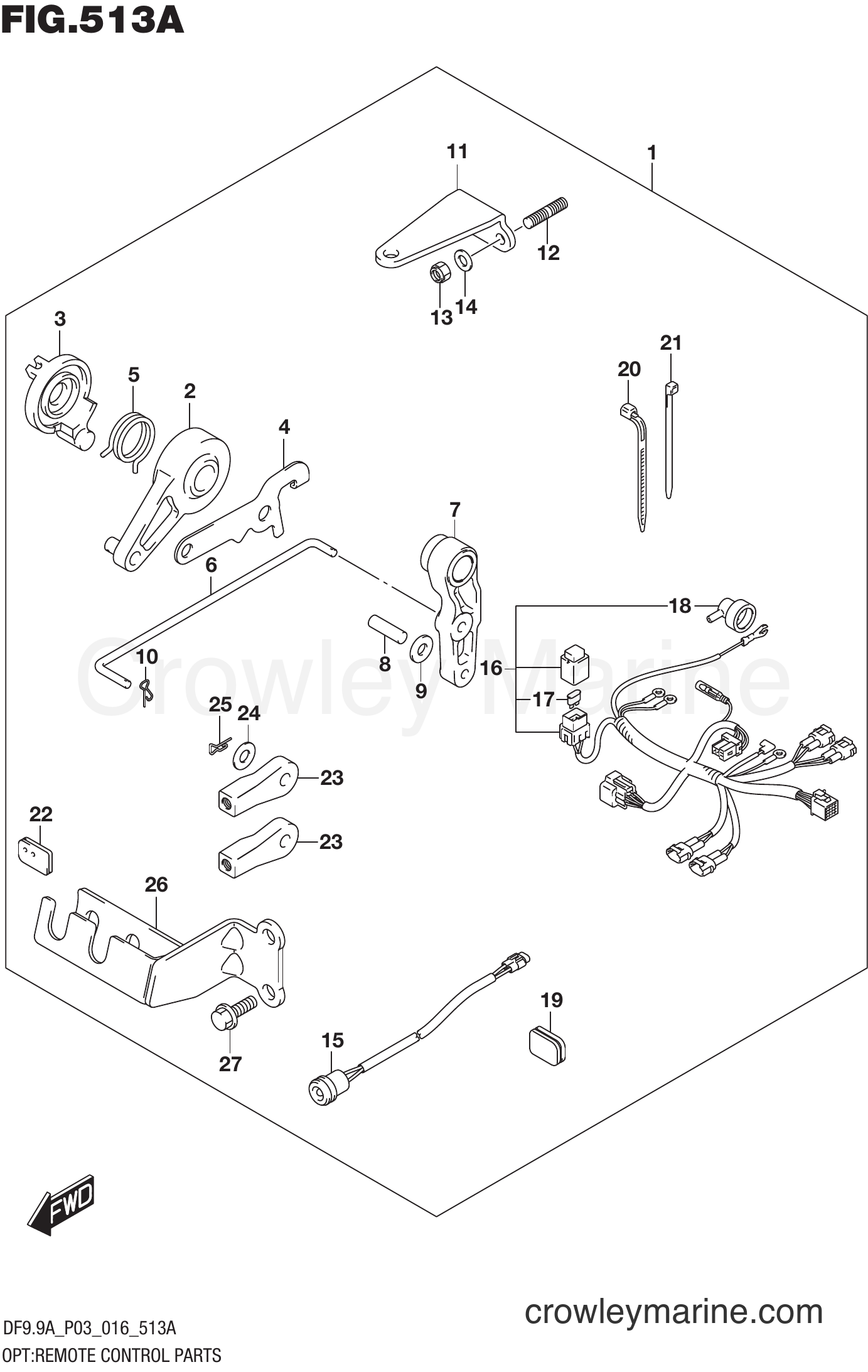Suzuki Marine DF9.9AR 610001~ - OPT:REMOTE CONTROL PARTS (DF8A P03)
