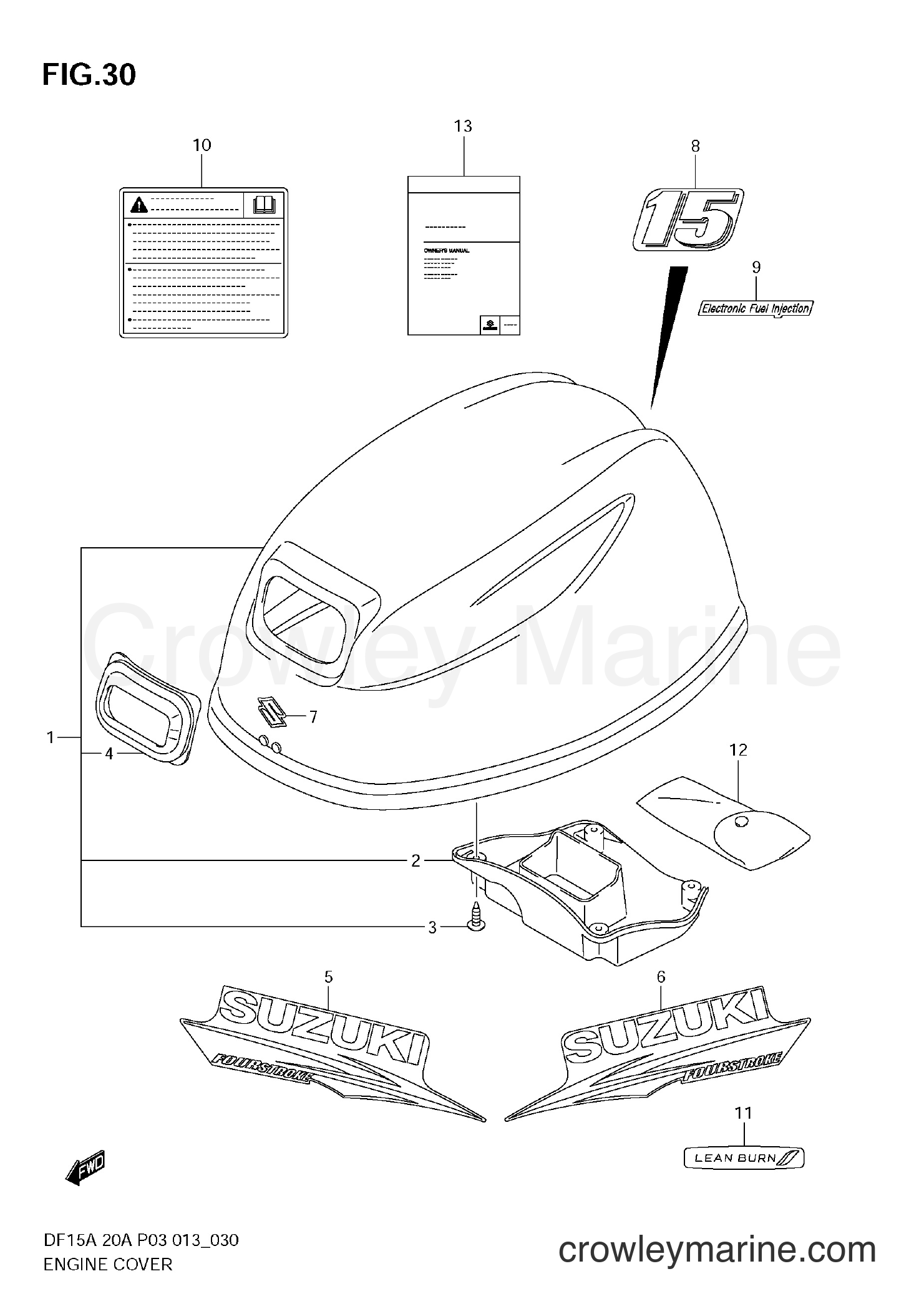 Suzuki Marine DF15A 01504F-310001~ - ENGINE COVER (DF15A)