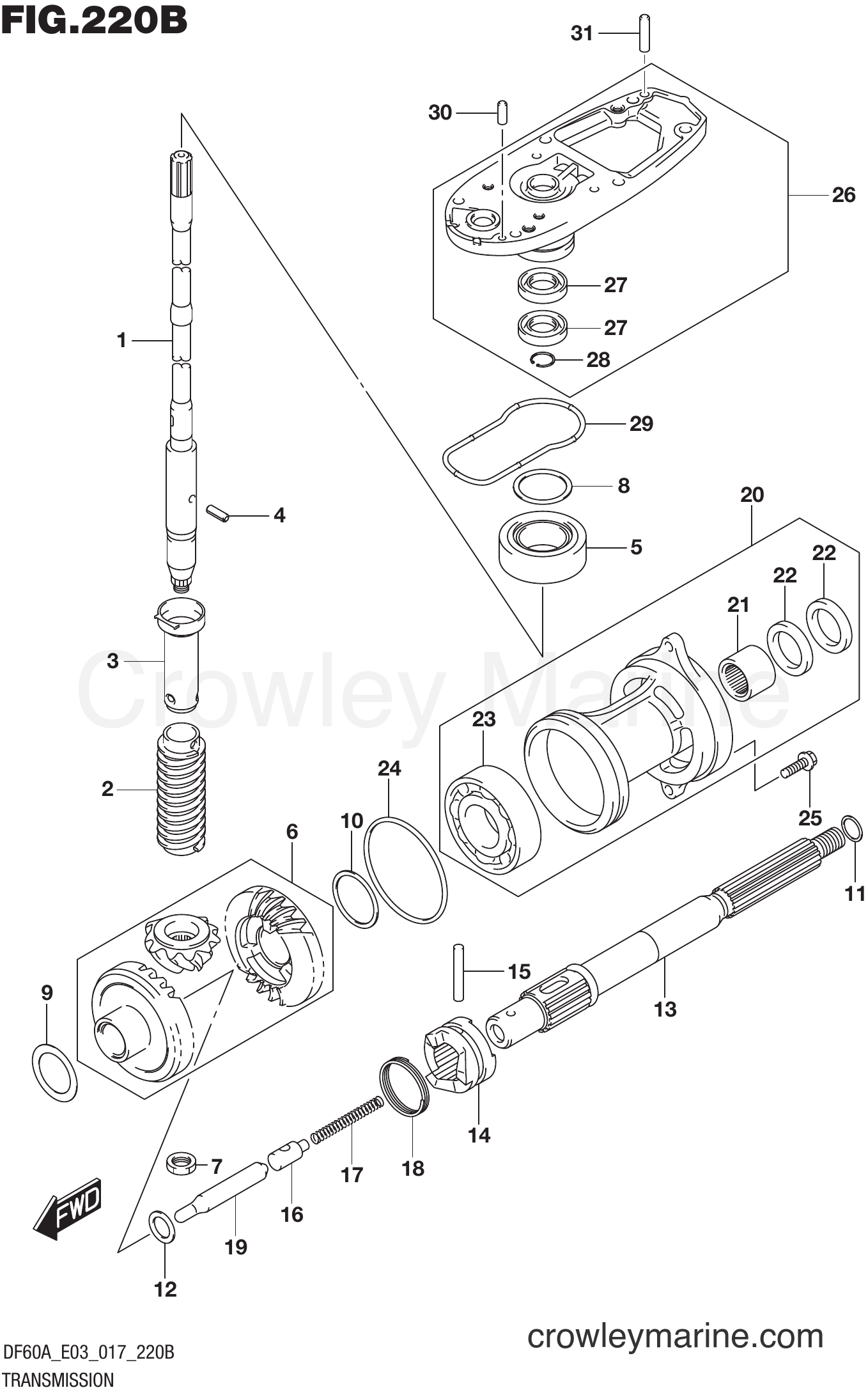 Suzuki Marine DF60AVT 710001~ - TRANSMISSION (DF50A E03)