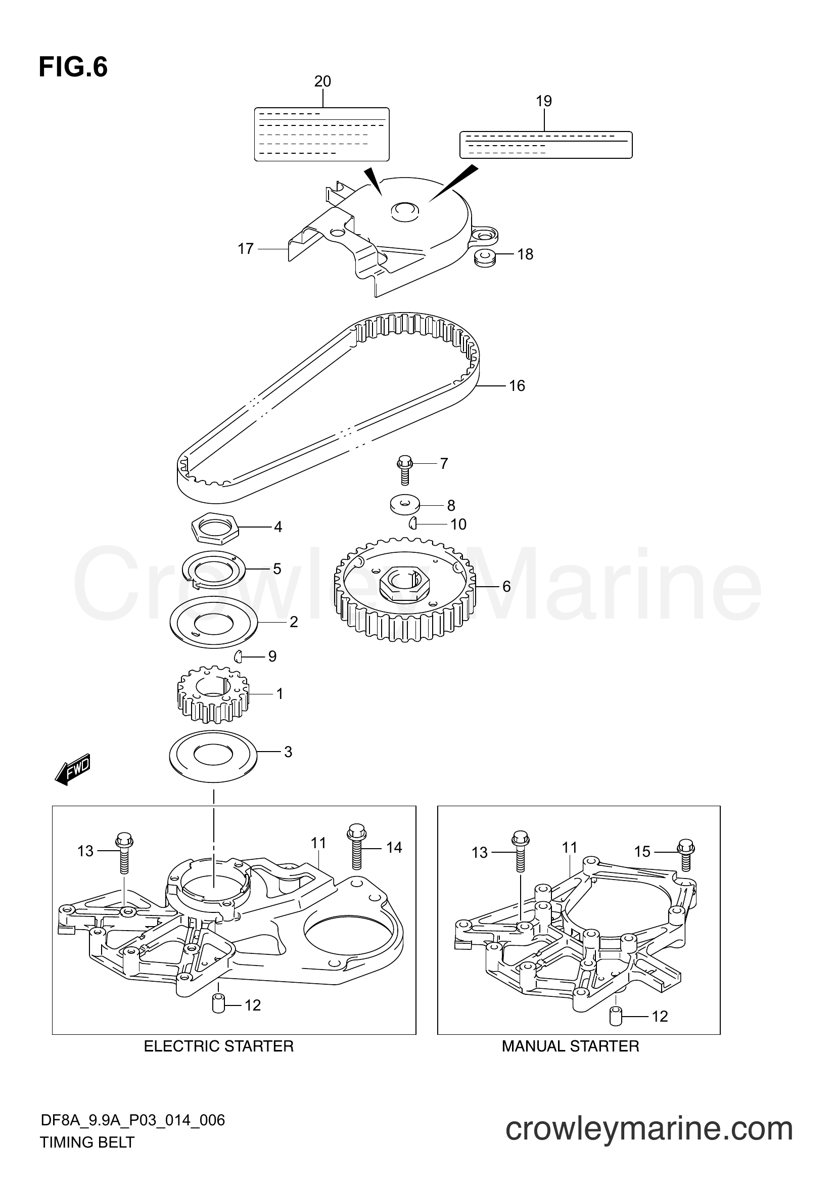 Suzuki Marine DF8A 410001~ - TIMING BELT (DF9,9A P03)