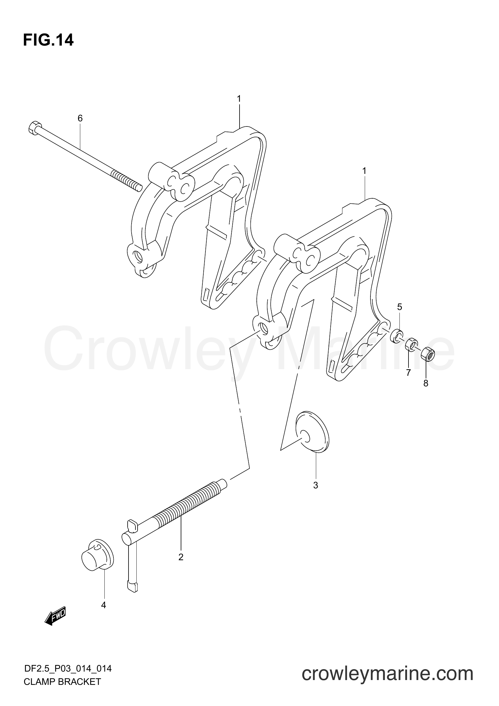 Suzuki Marine DF2.5 00252F-410001~ - CLAMP BRACKET