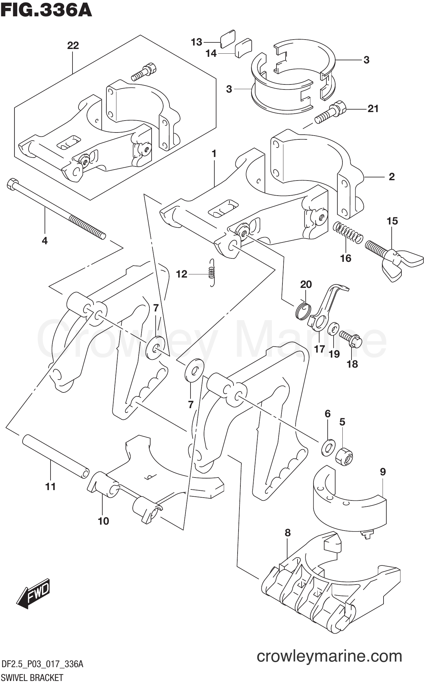 Suzuki Marine DF2.5 00252F-710001~ - SWIVEL BRACKET