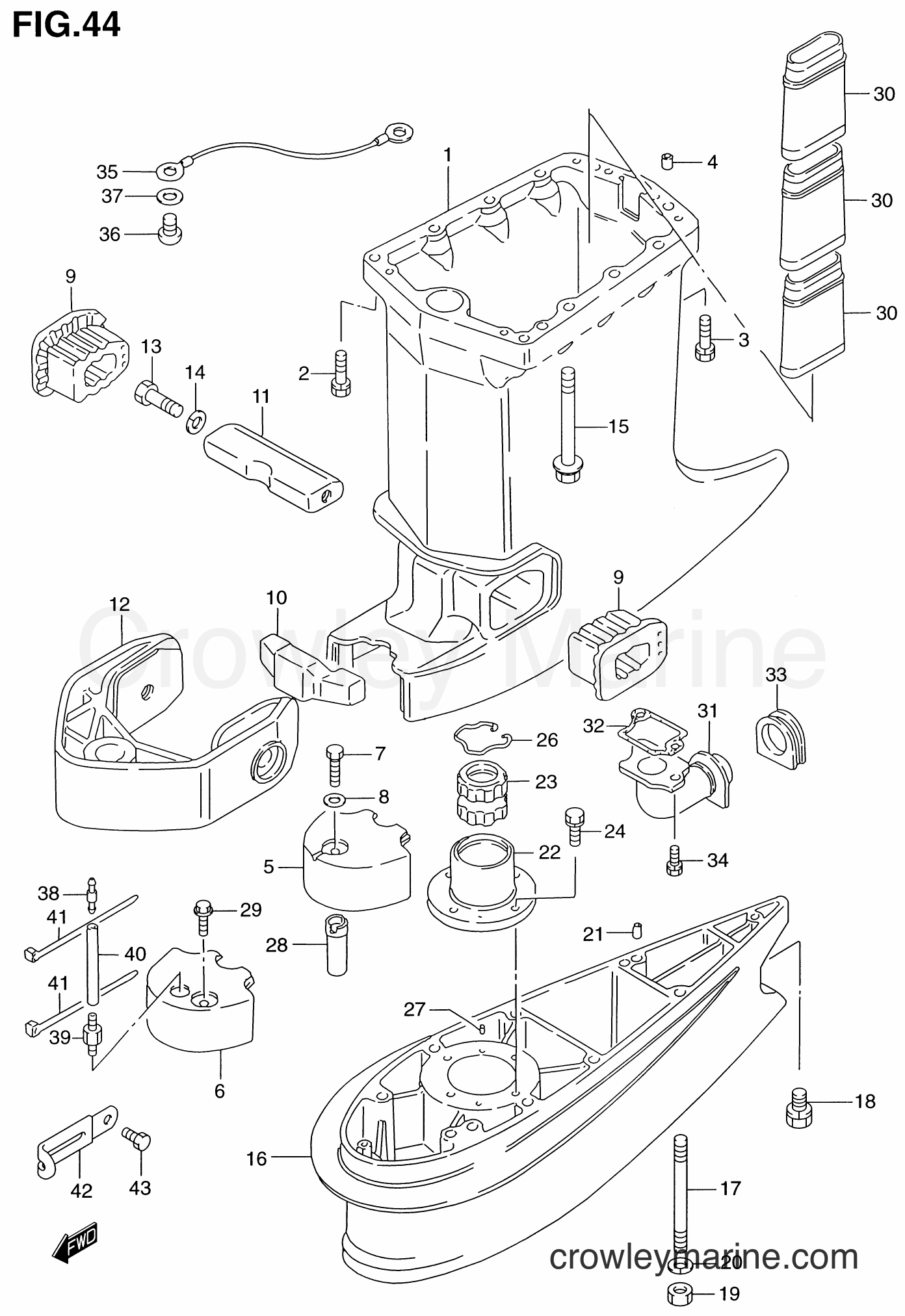 1986 Two-Stroke Outboard 115 - DT115 - DRIVESHAFT HOUSING