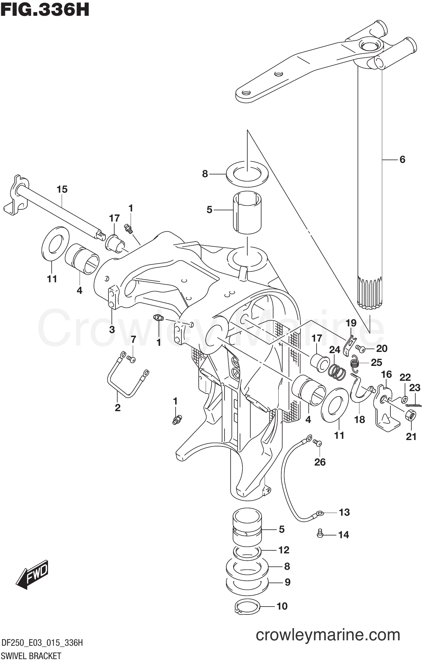 Suzuki Marine DF250Z 51001~ - SWIVEL BRACKET TRANSOM(L) (DF250ST E03)