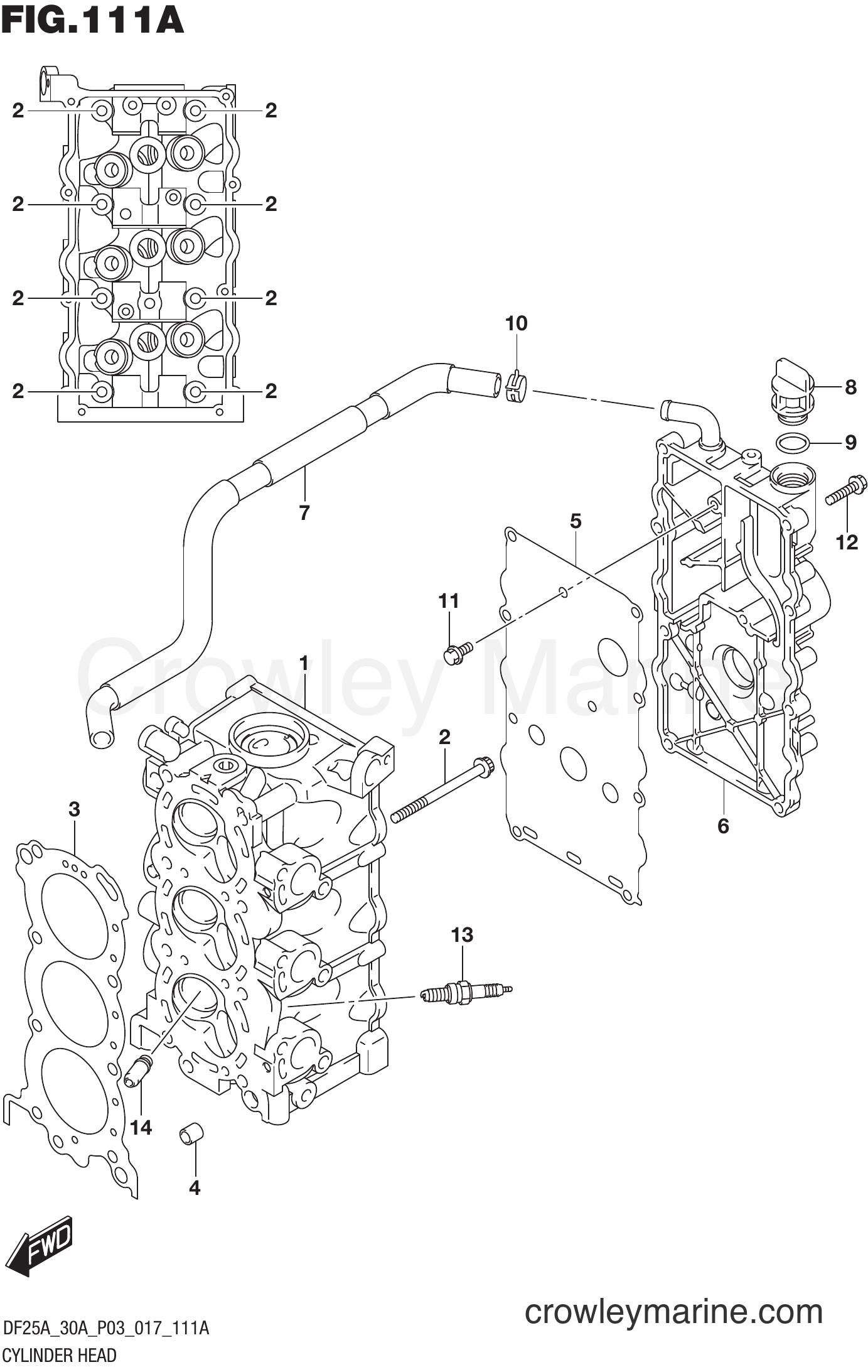 Suzuki Marine DF25A 710001~ - CYLINDER HEAD