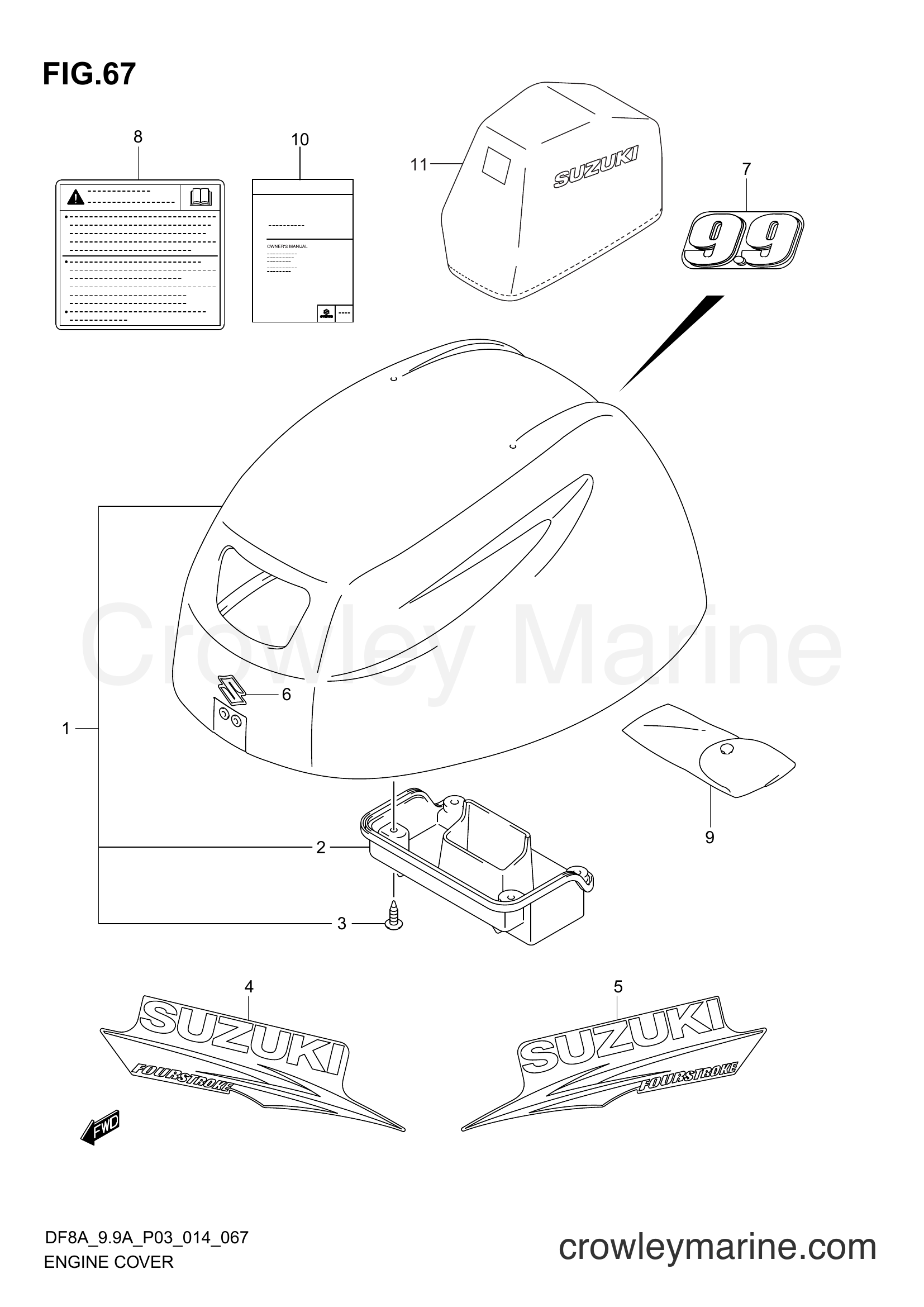 Suzuki Marine DF8A 410001~ - ENGINE COVER (DF9,9AR P03)