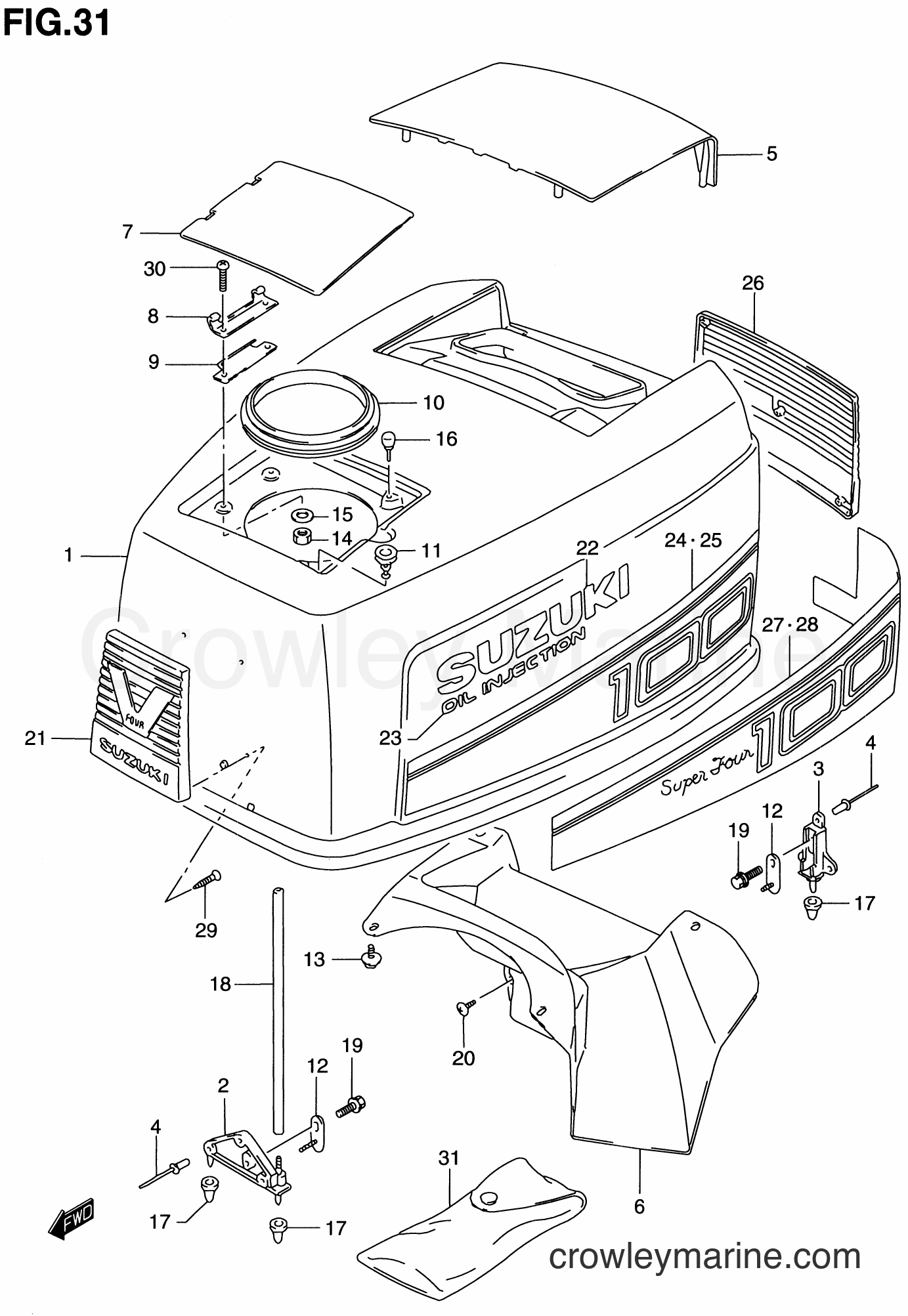 Suzuki Marine DT100 - ENGINE COVER (DT100 ~MODEL:94)