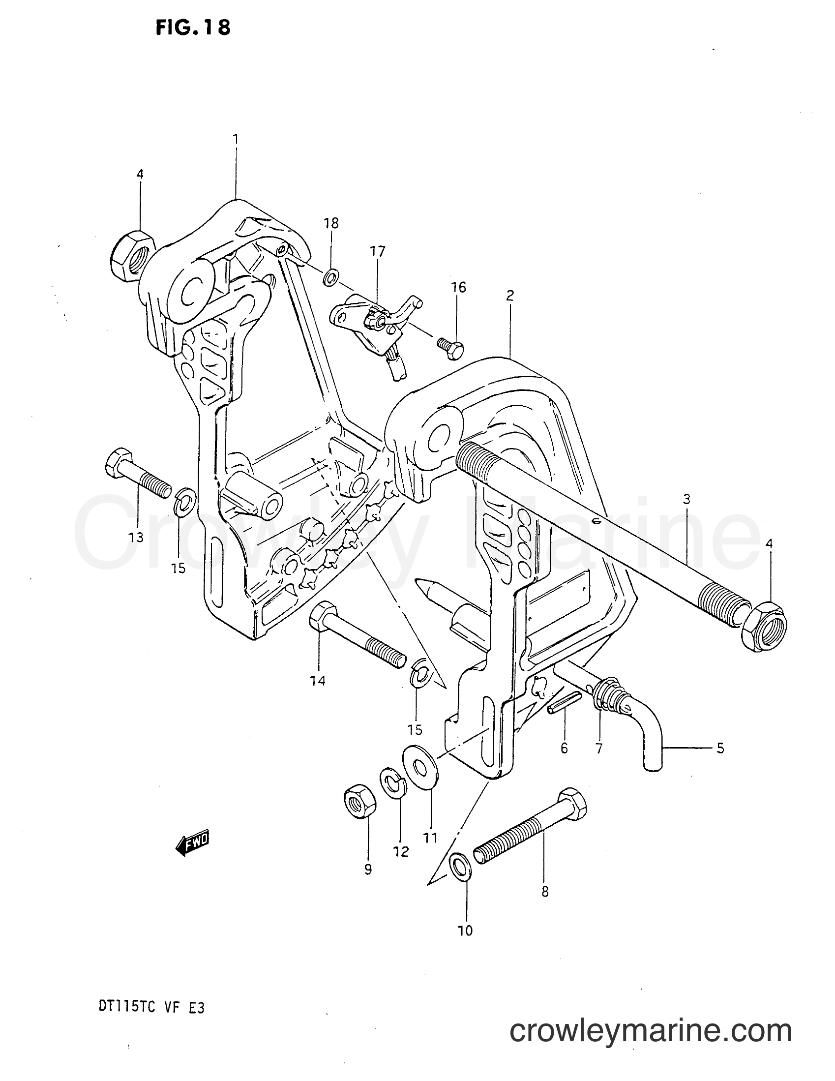 1983 Two-Stroke Outboard 115 - DT115 - CLAMP BRACKET (MODEL QD)