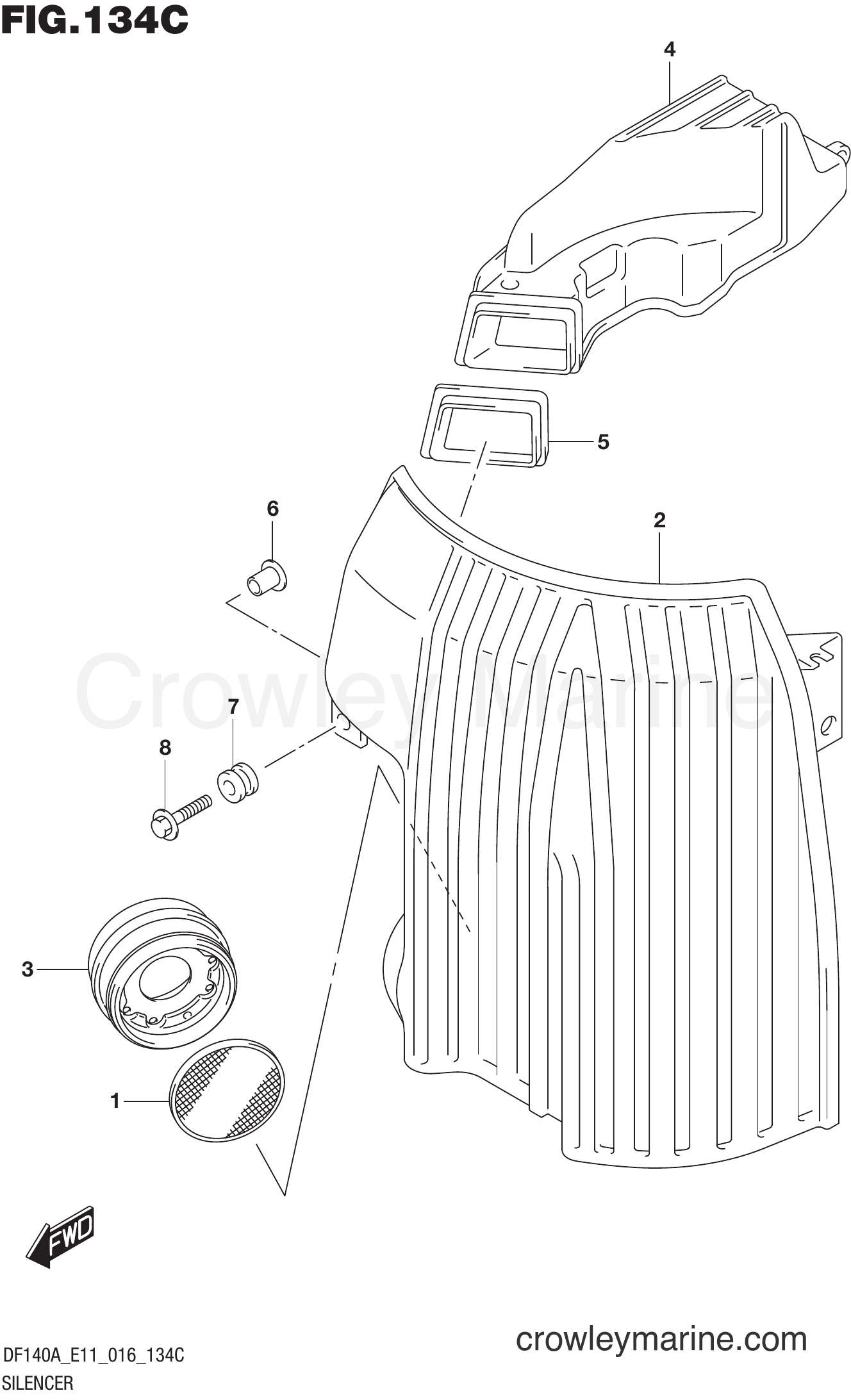 Suzuki Marine DF100AT 610001~ - SILENCER (DF115AT E40)