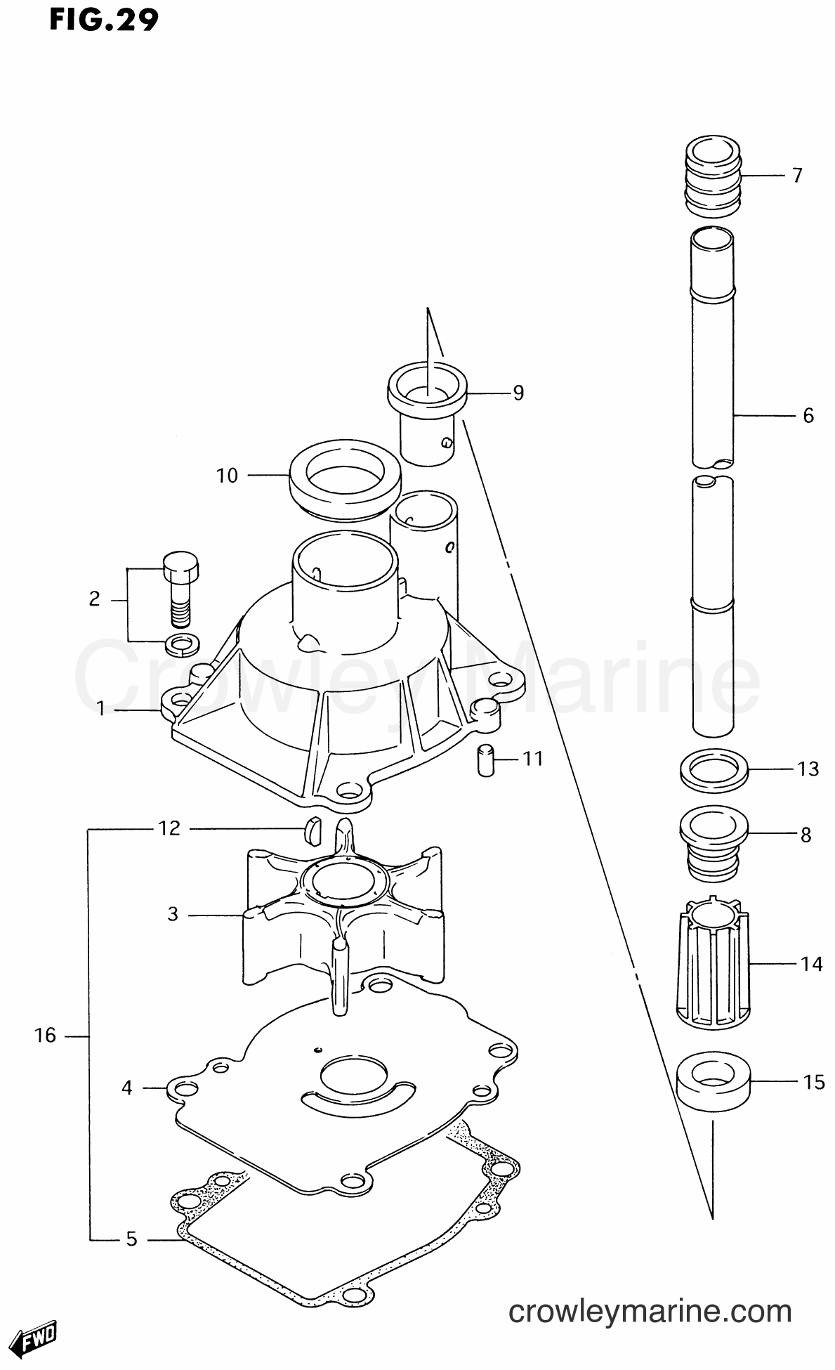 1988 Two-Stroke 150 - DT150G WATER PUMP (DT150/175/200/150EFI/200EFI ~MODEL:97) section