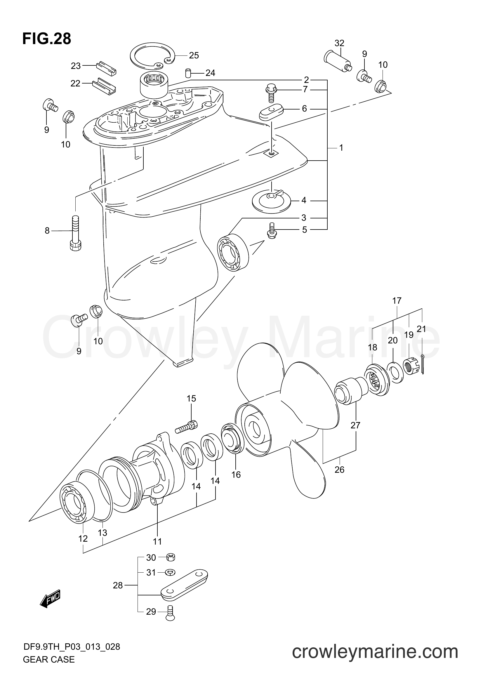 Suzuki Marine DF9.9TH 00993F-310001~ - GEAR CASE