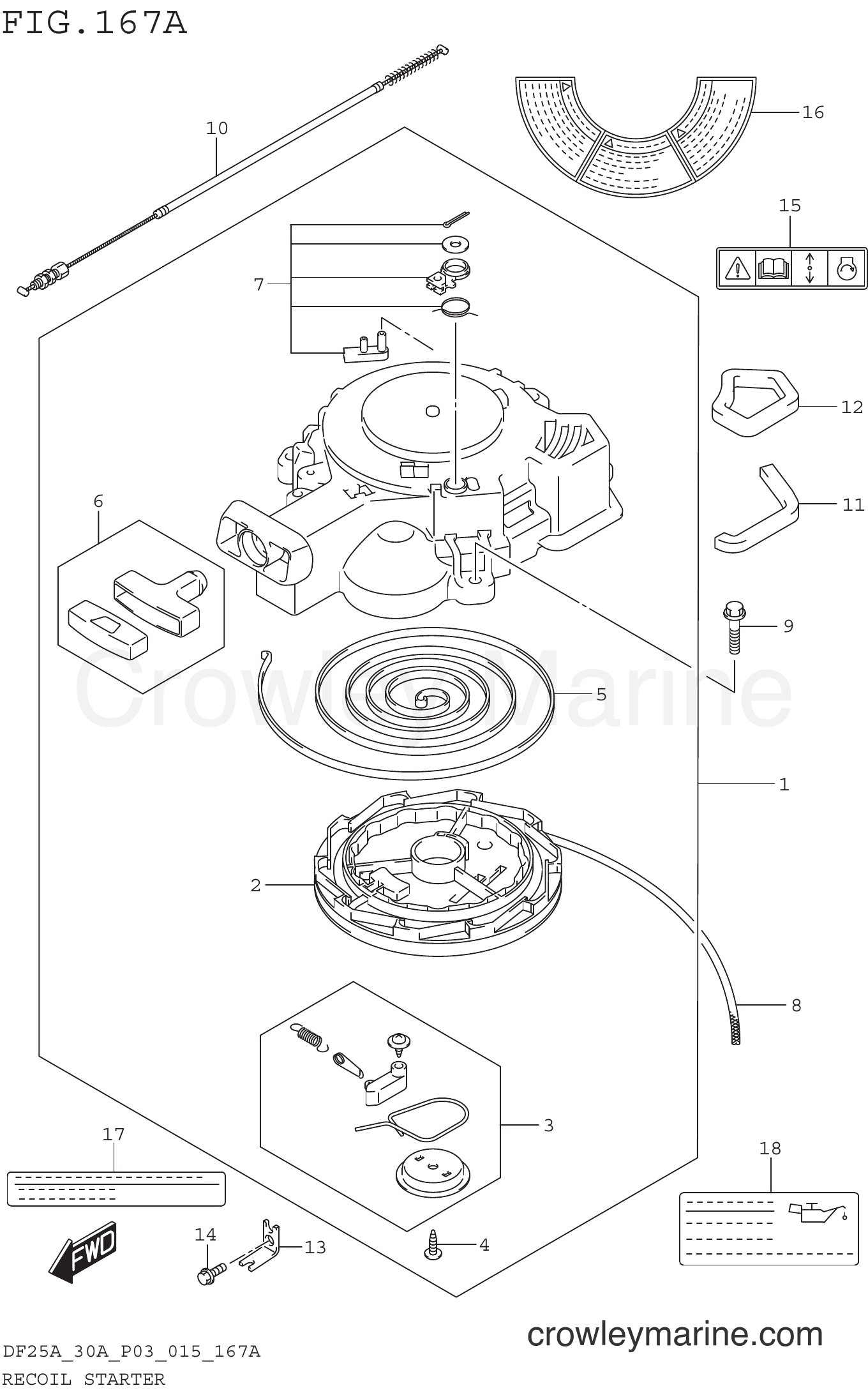 Suzuki Marine DF25AQH 510001~ - RECOIL STARTER