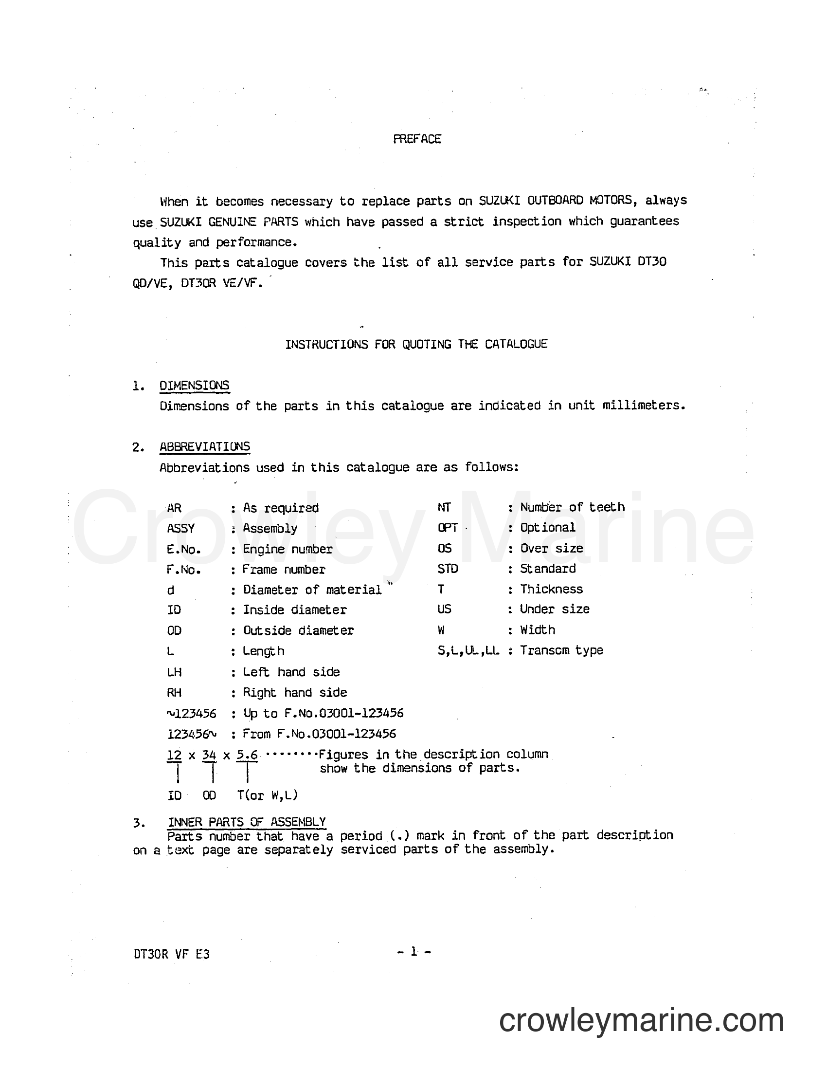 Suzuki Marine DT30 - PREFACE