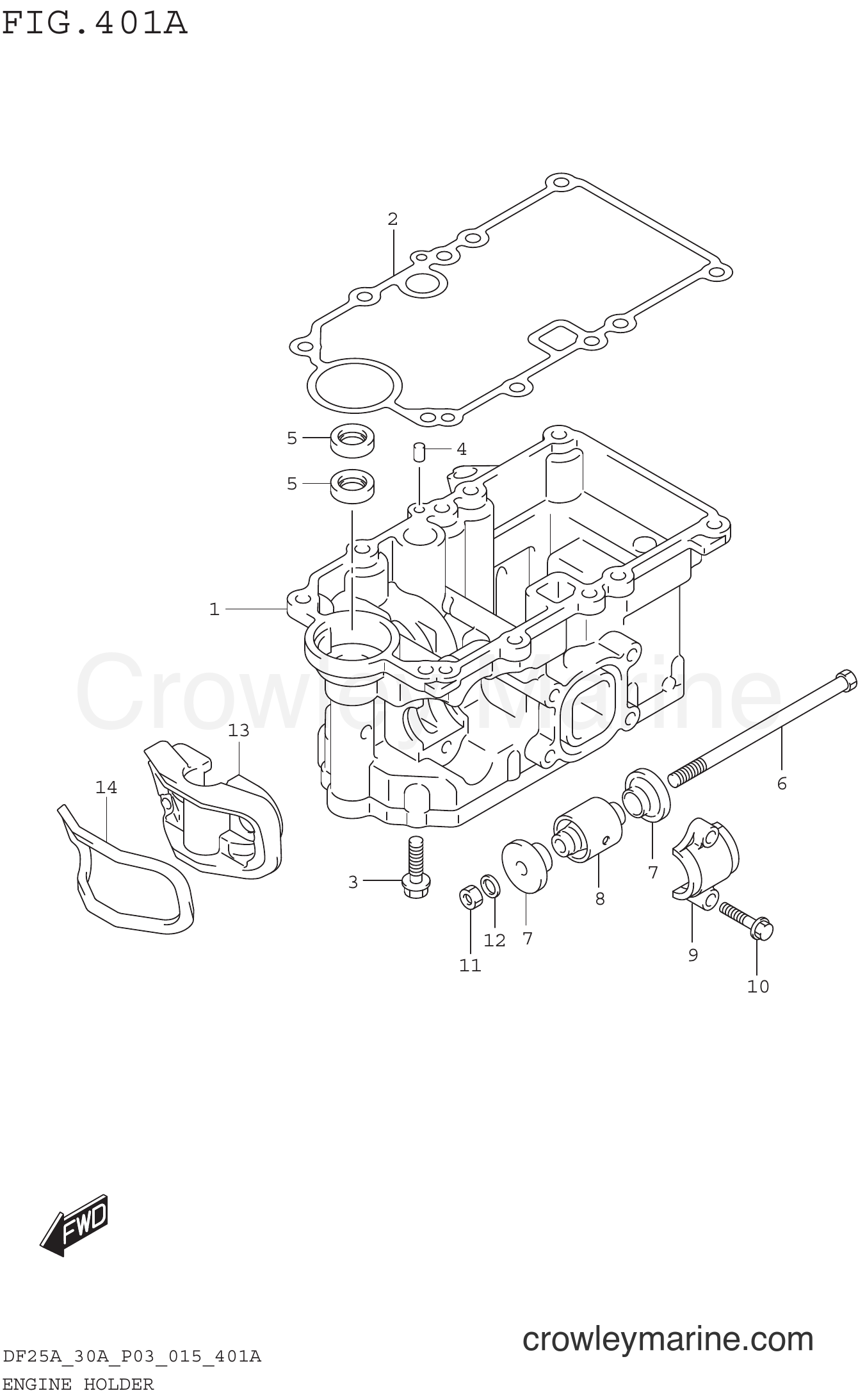 Suzuki Marine DF25AQH 510001~ - ENGINE HOLDER