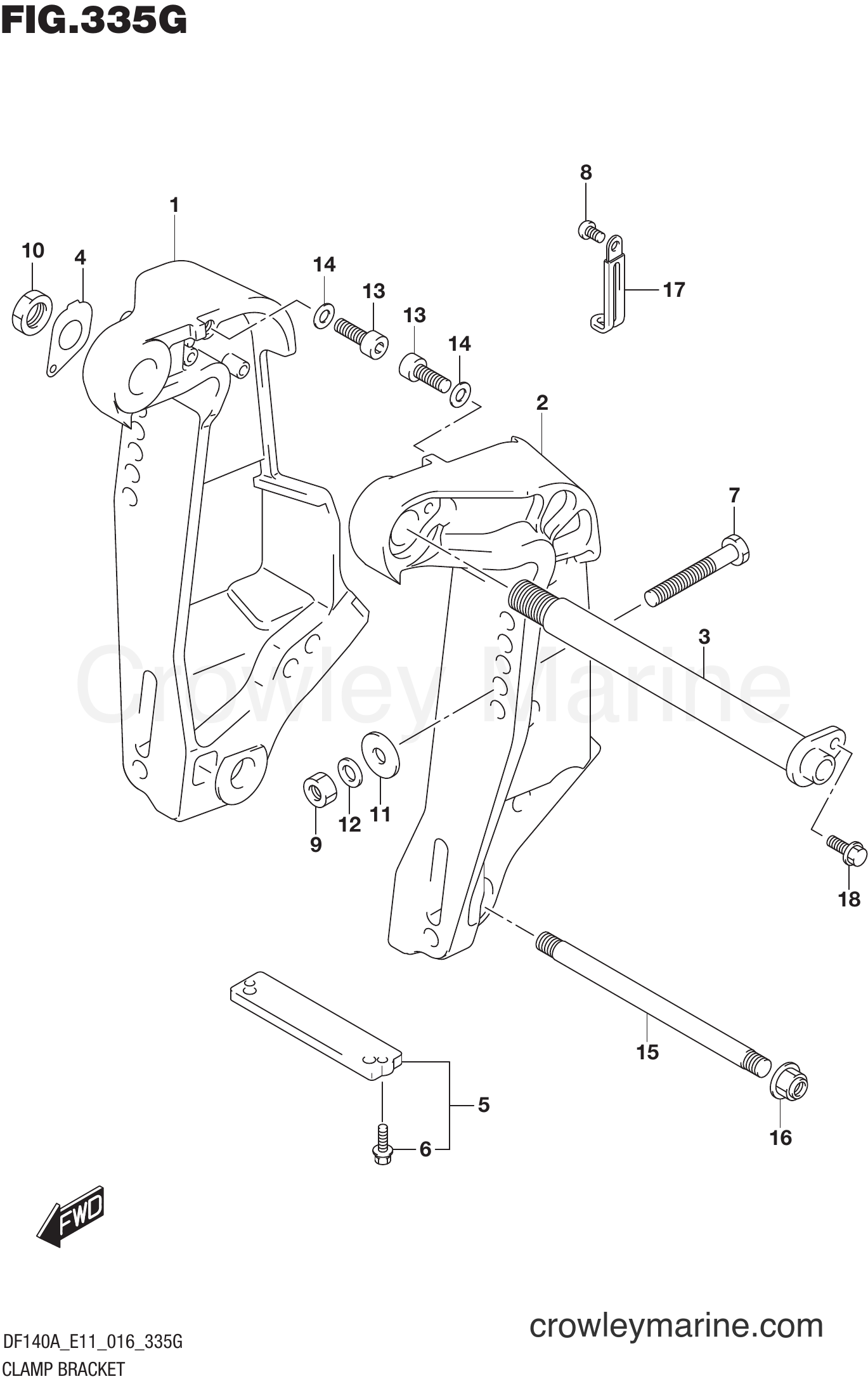 Suzuki Marine DF140AZ 610001~ - CLAMP BRACKET (DF140AT E40)