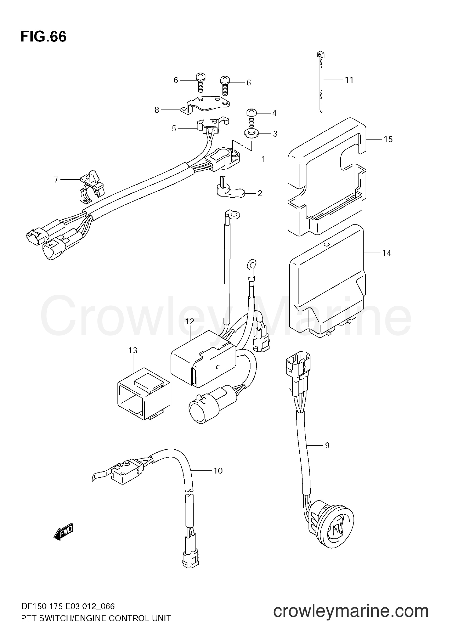 Suzuki Marine DF150 15002Z-210001~ - PTT SWITCH / ENGINE CONTROL UNIT (DF175Z)