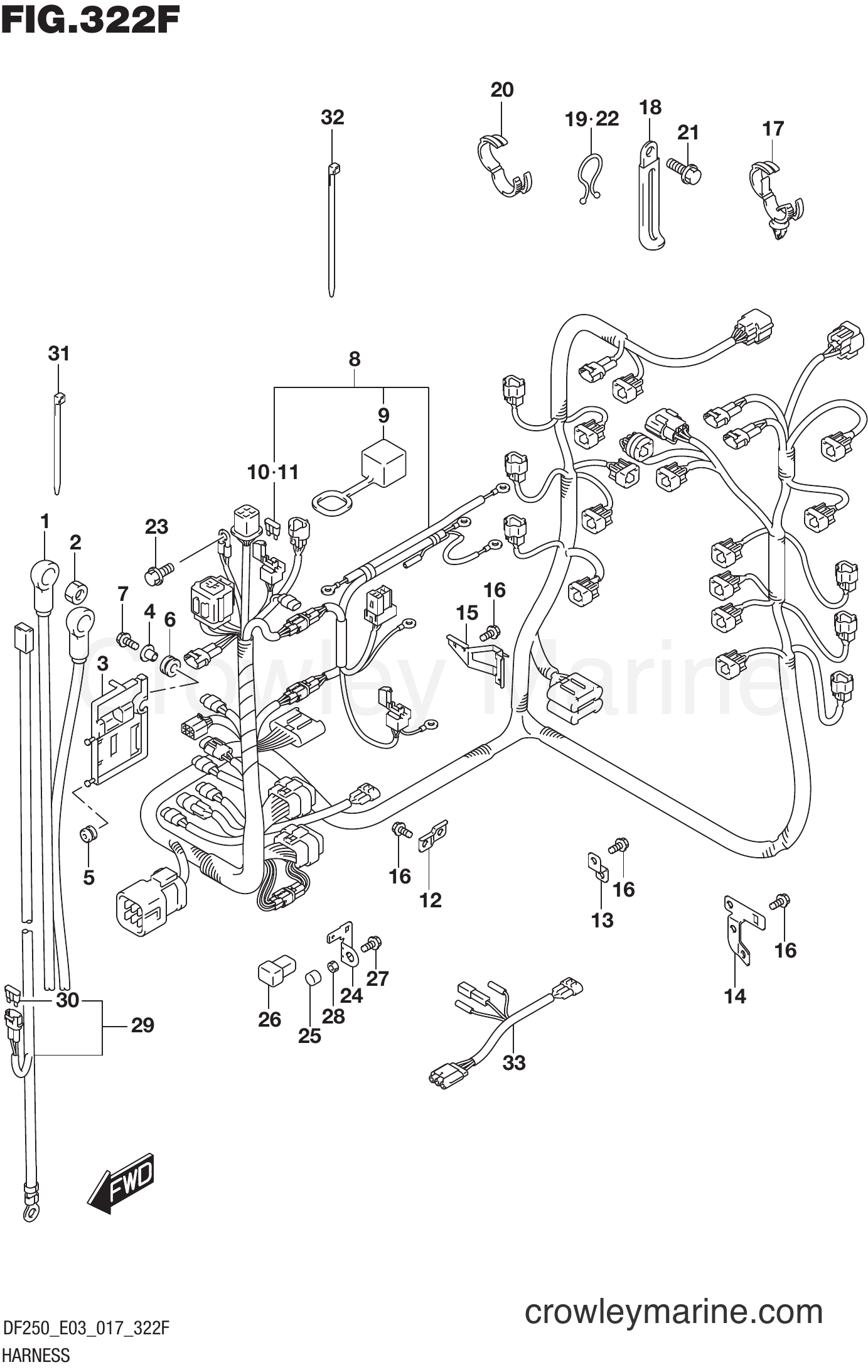 Suzuki Marine DF250ST 710001 - HARNESS (DF250Z E03)