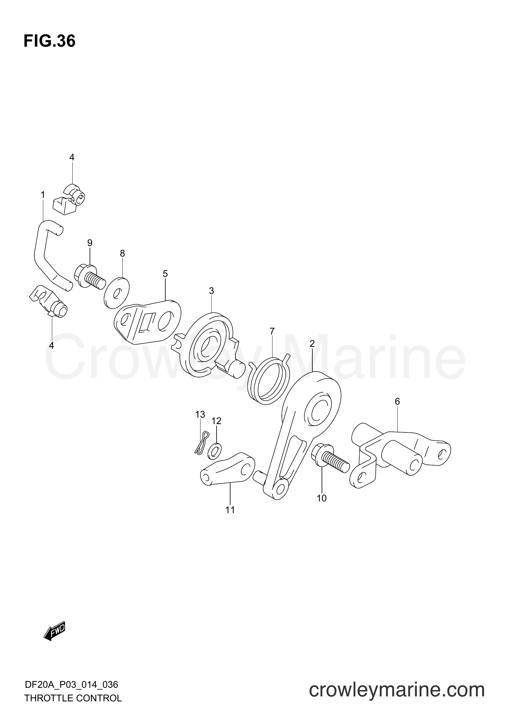 Suzuki Marine DF15A 00995F-01504 - THROTTLE CONTROL (DF9,9BR P03)