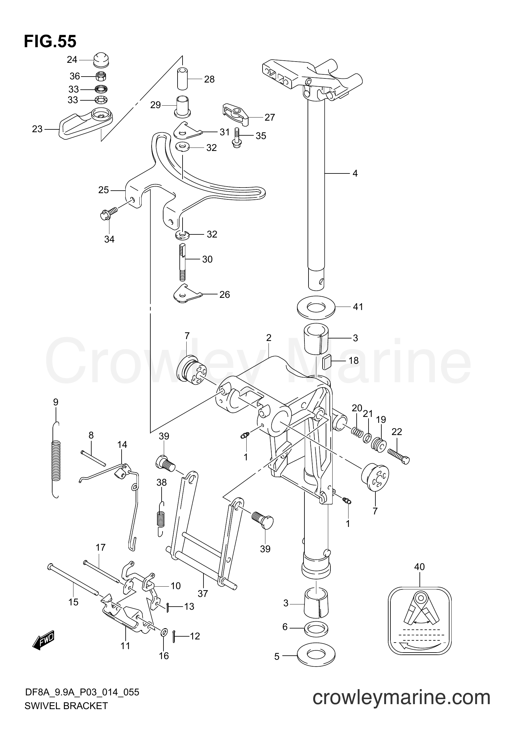 Suzuki Marine DF8A 410001~ - SWIVEL BRACKET (DF9,9A P03)