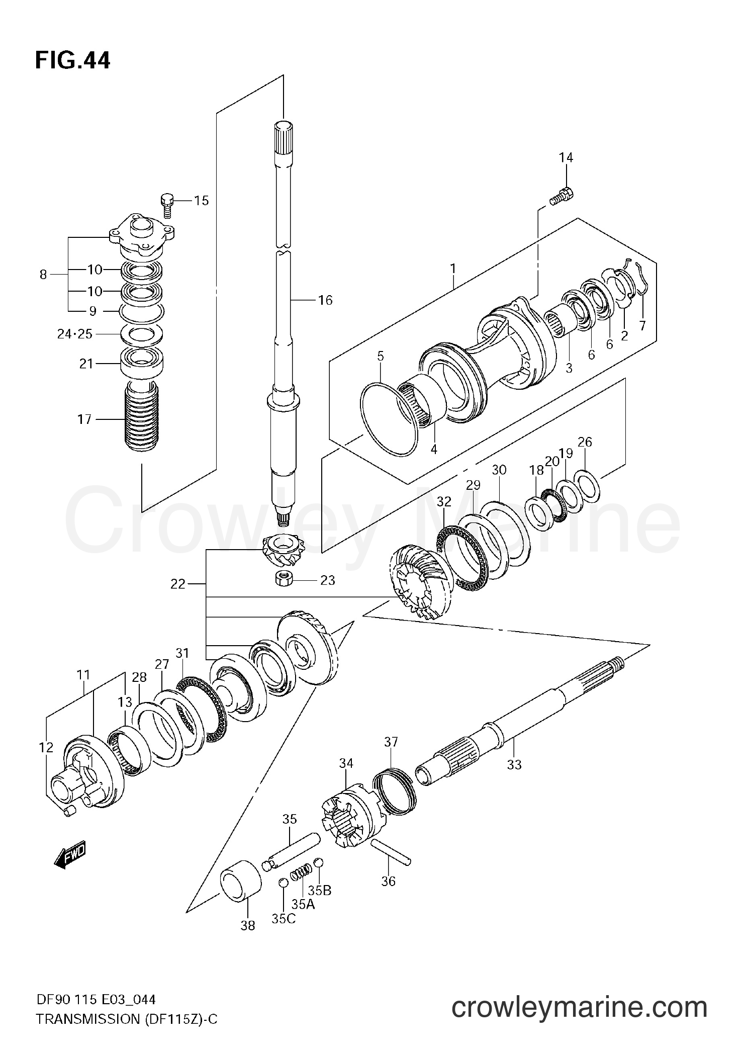 2002 Four-Stroke Outboard 115 - DF115 - TRANSMISSION (DF115Z)