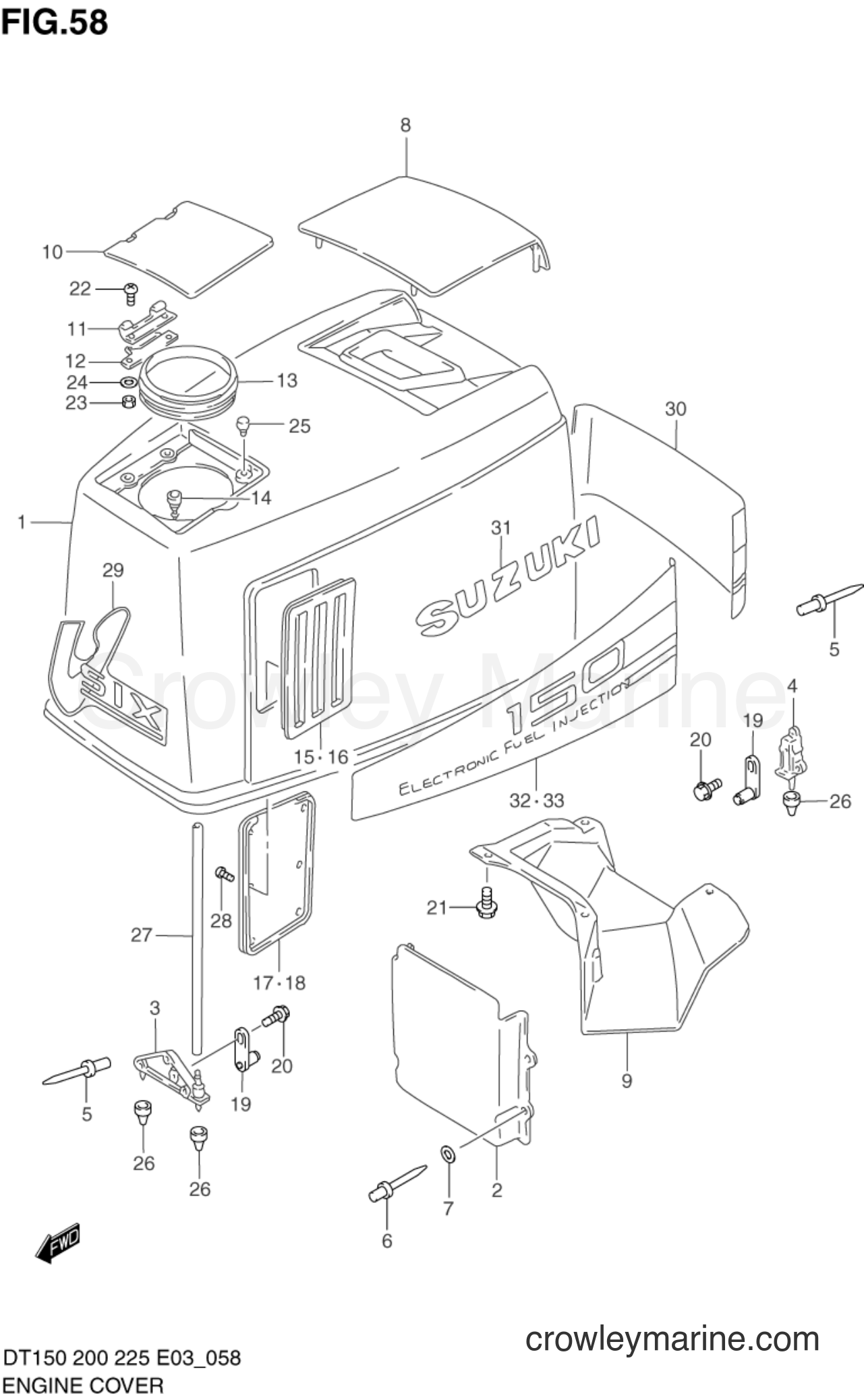 Suzuki Marine DT225 - ENGINE COVER (DT150STC MODEL:02,03)
