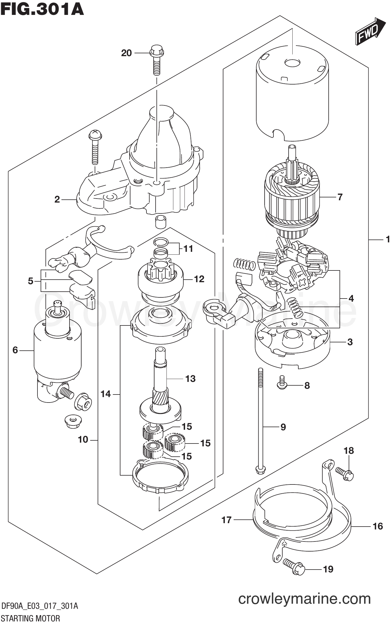 Suzuki Marine DF70A 710001~ - STARTING MOTOR