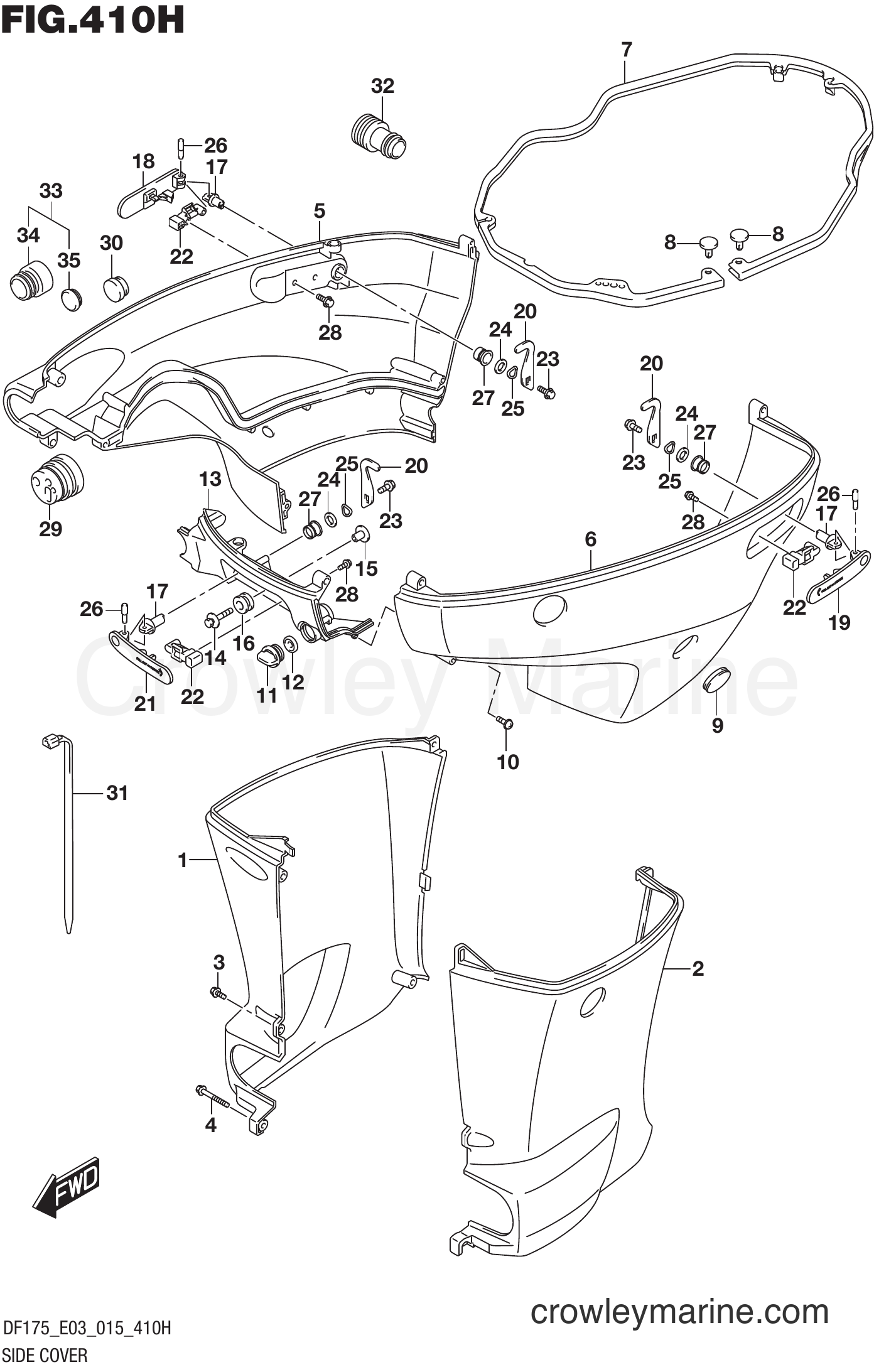 Suzuki Marine DF175Z 51001~ - SIDE COVER (DF175ZG E03)