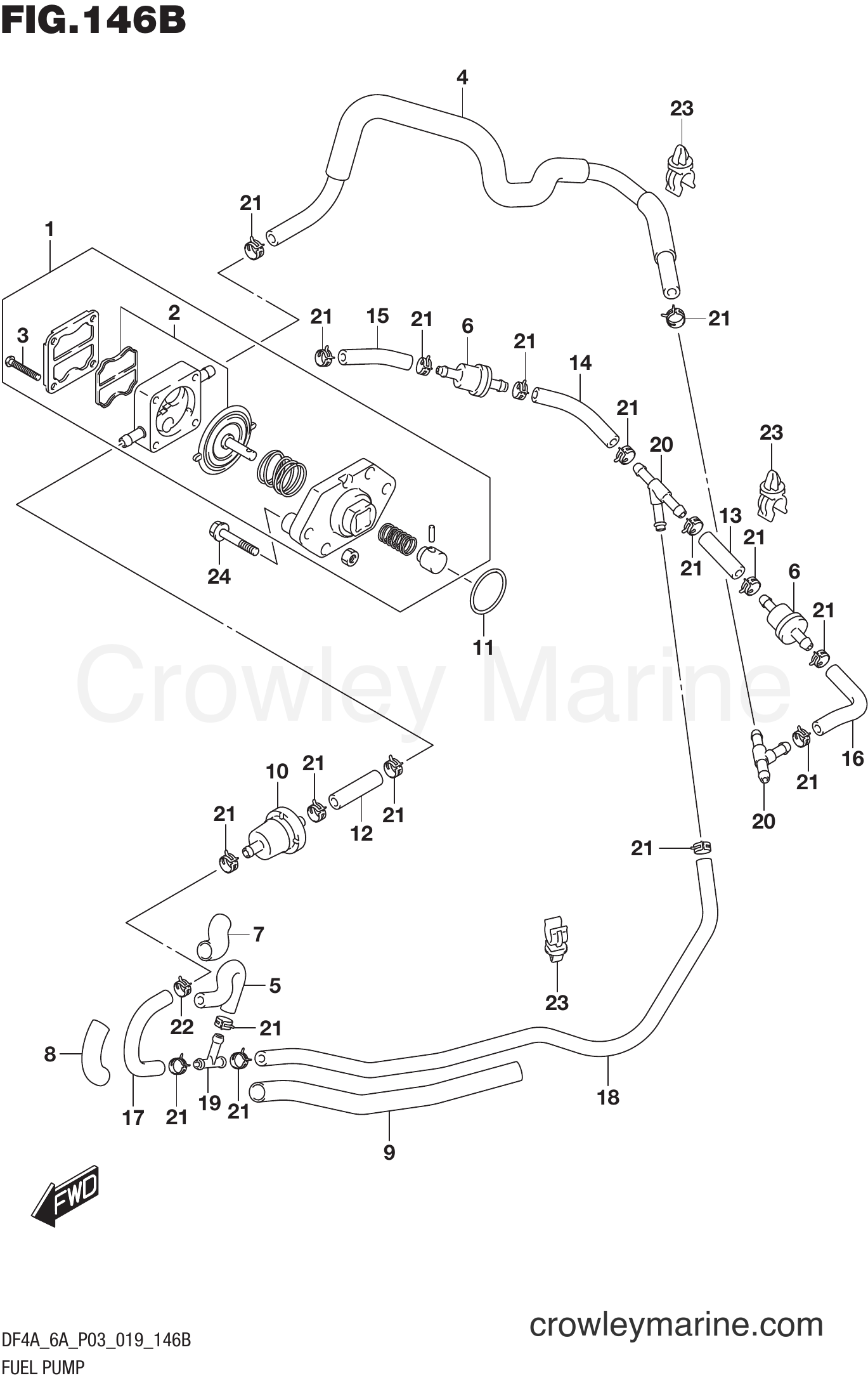 Suzuki Marine DF6A 9100011~ - FUEL PUMP (DF6A)