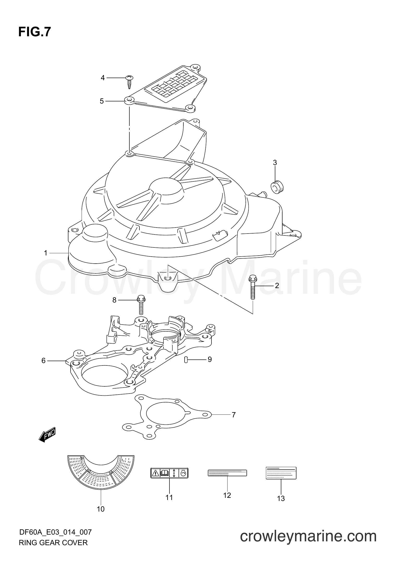 Suzuki Marine DF40A 410001~ - RING GEAR COVER