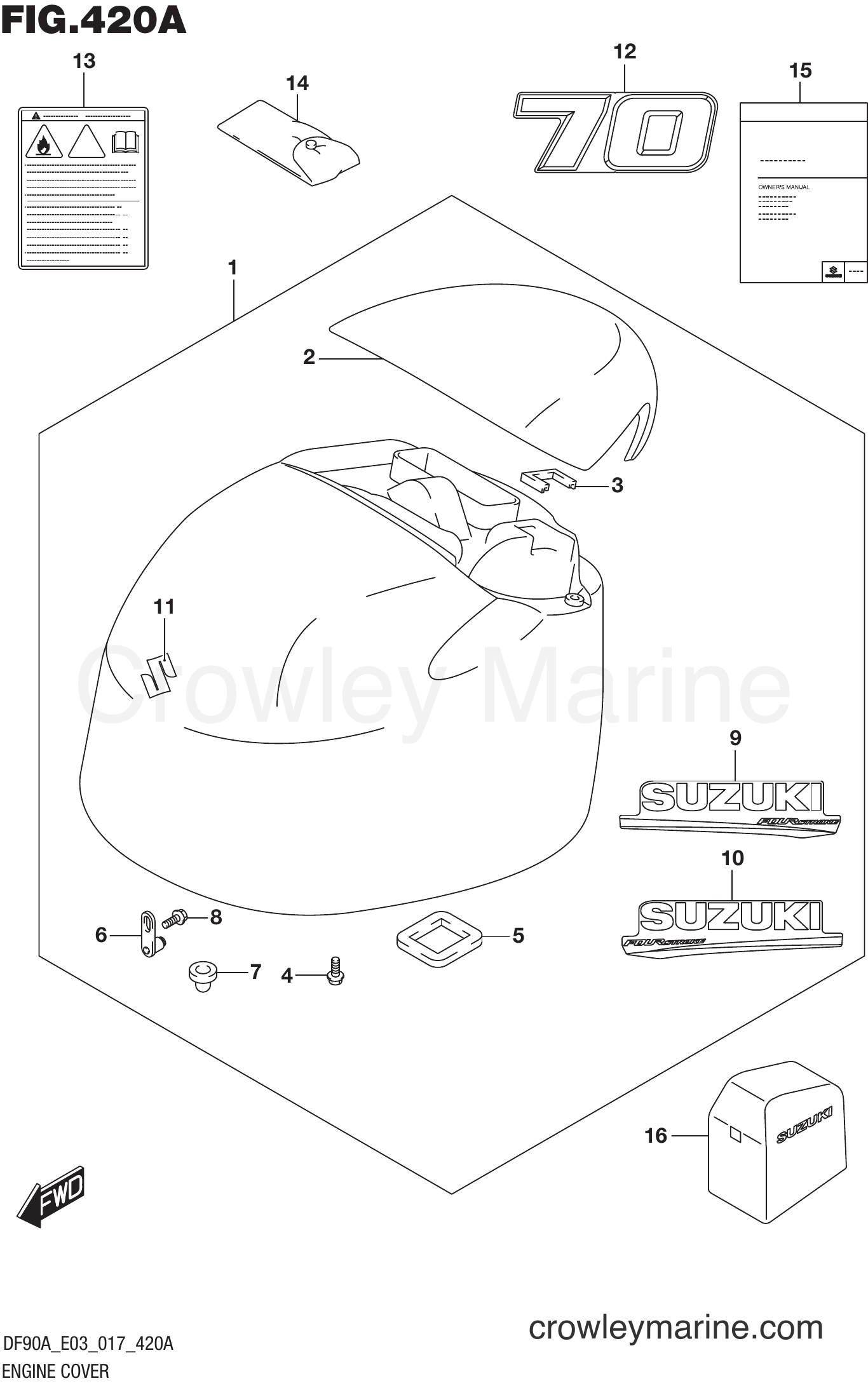 Suzuki Marine DF90A 710001~ - ENGINE COVER (DF70A E03)