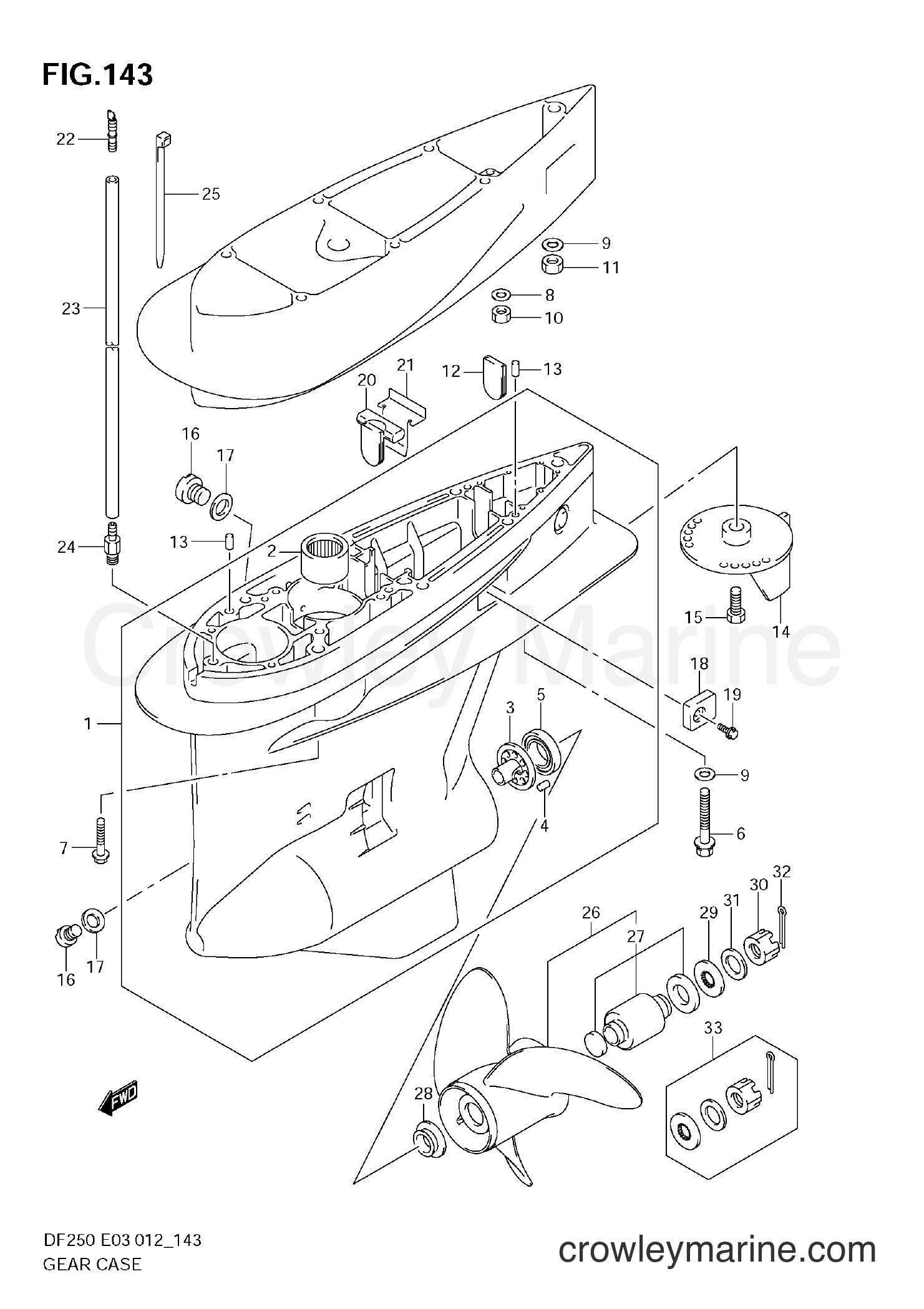 Suzuki Marine DF200 210001~ - GEAR CASE (DF225Z E3)