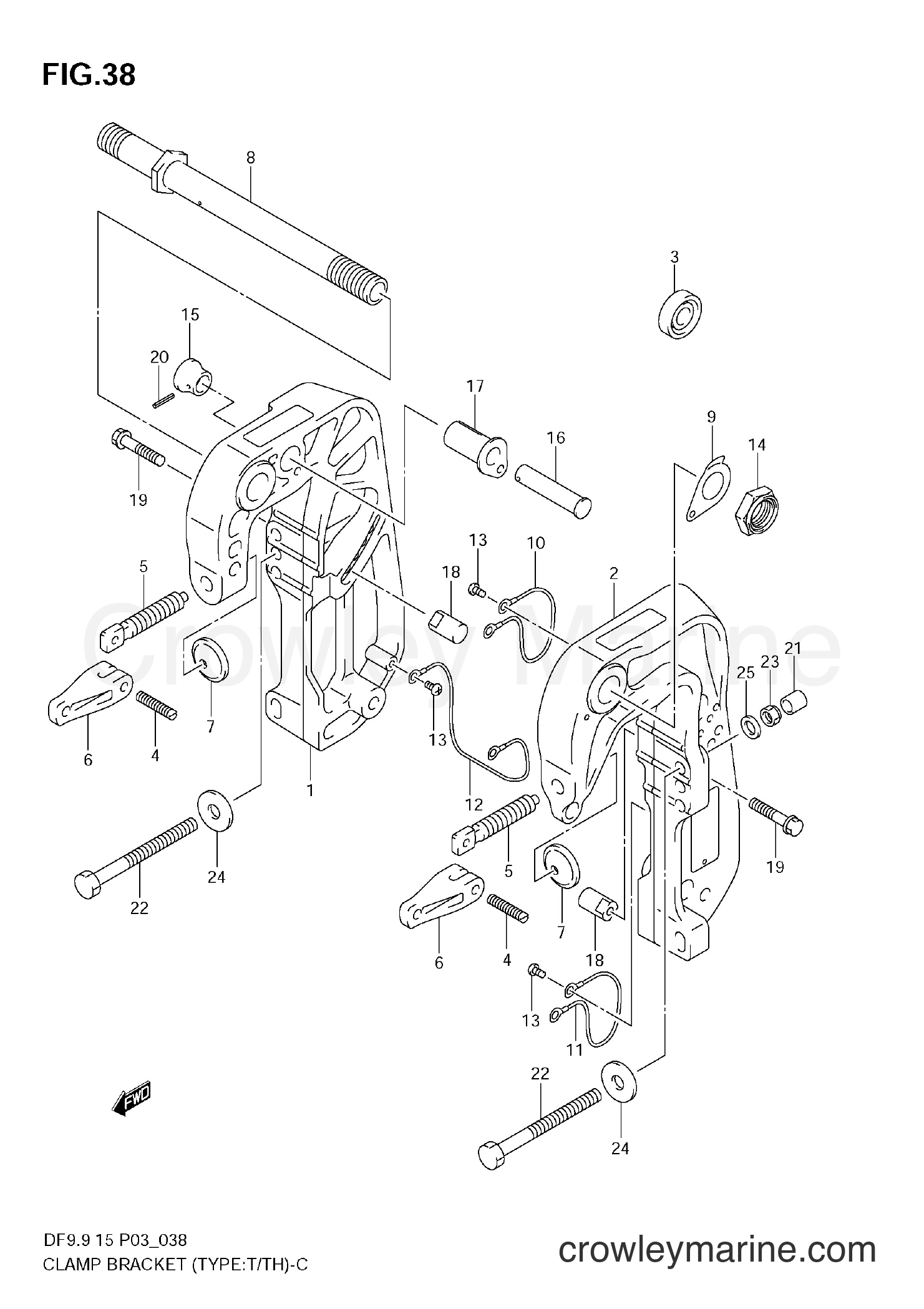 Suzuki Marine DF15 - CLAMP BRACKET (TYPE:T/TH)