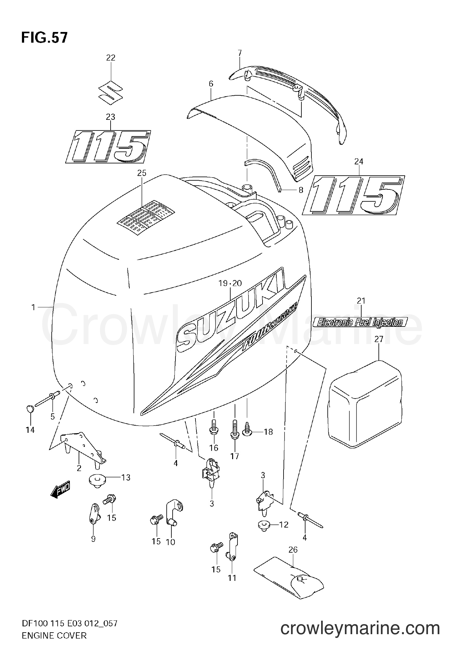 ENGINE COVER (DF115Z) - Serial Range Four-Stroke Outboard
