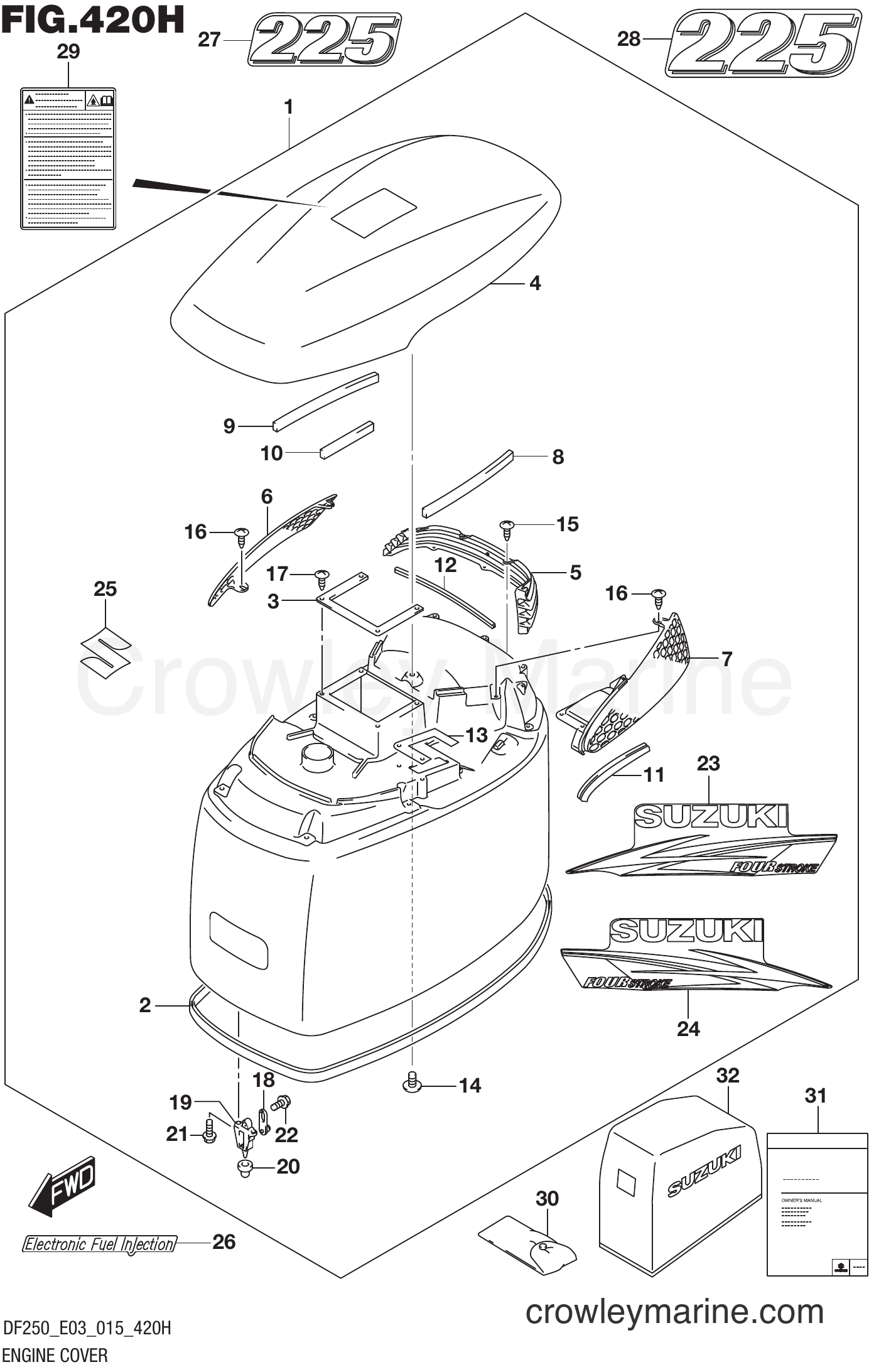 Suzuki Marine DF250Z 51001~ - ENGINE COVER (FOR Y5S) (DF225Z E03)