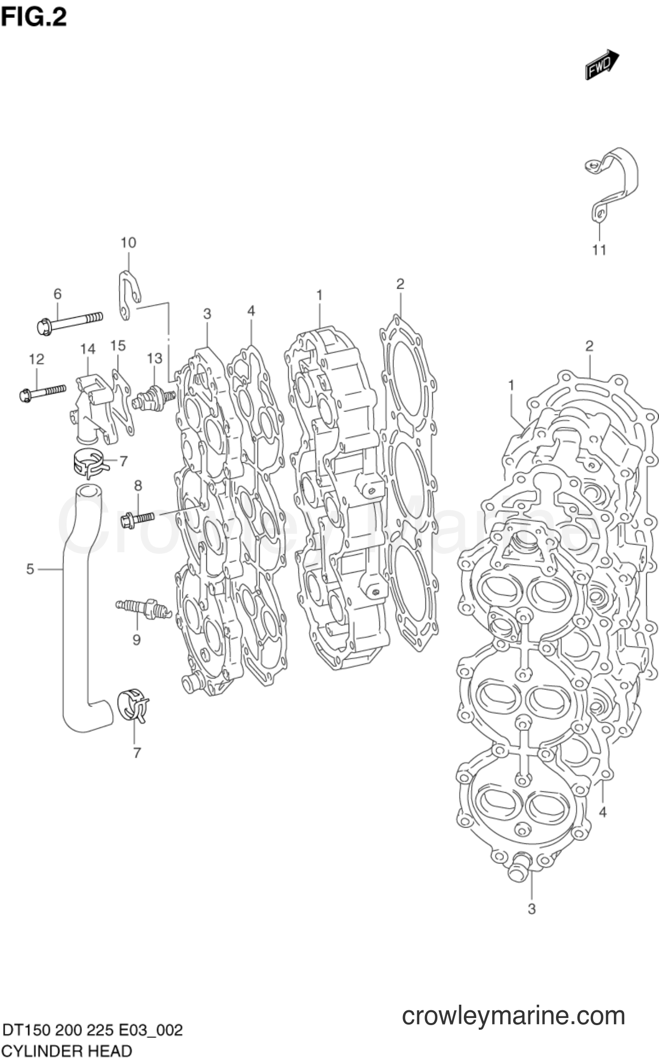 Suzuki Marine DT150STC - CYLINDER HEAD (DT225/225G)