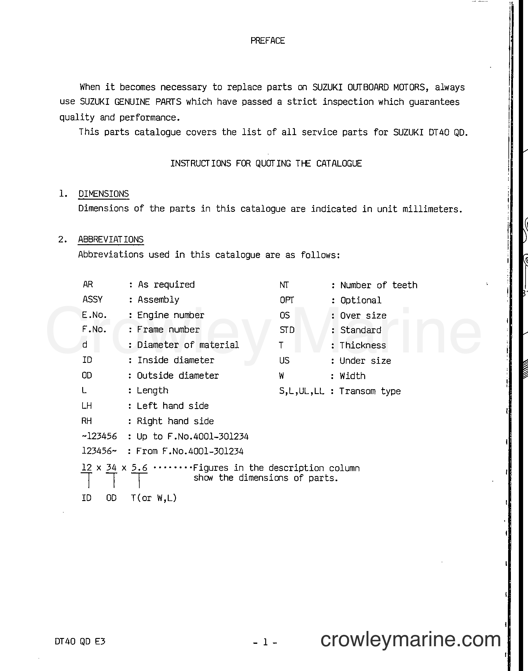 Suzuki Marine DT40 - PREFACE