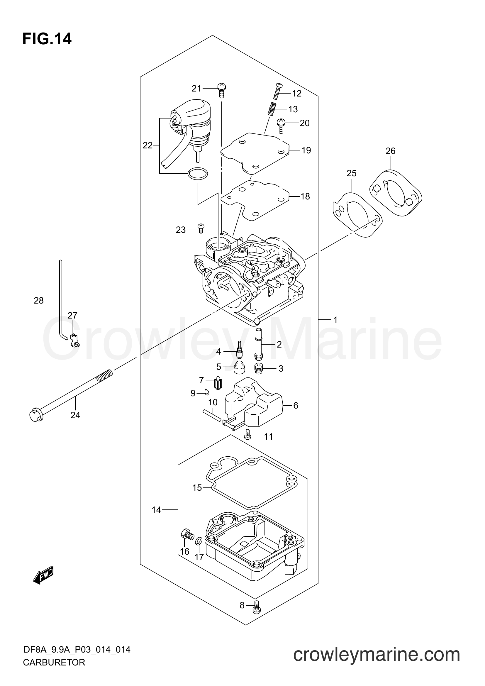 Suzuki Marine DF9.9A 410001~ - CARBURETOR (DF8AR P03)