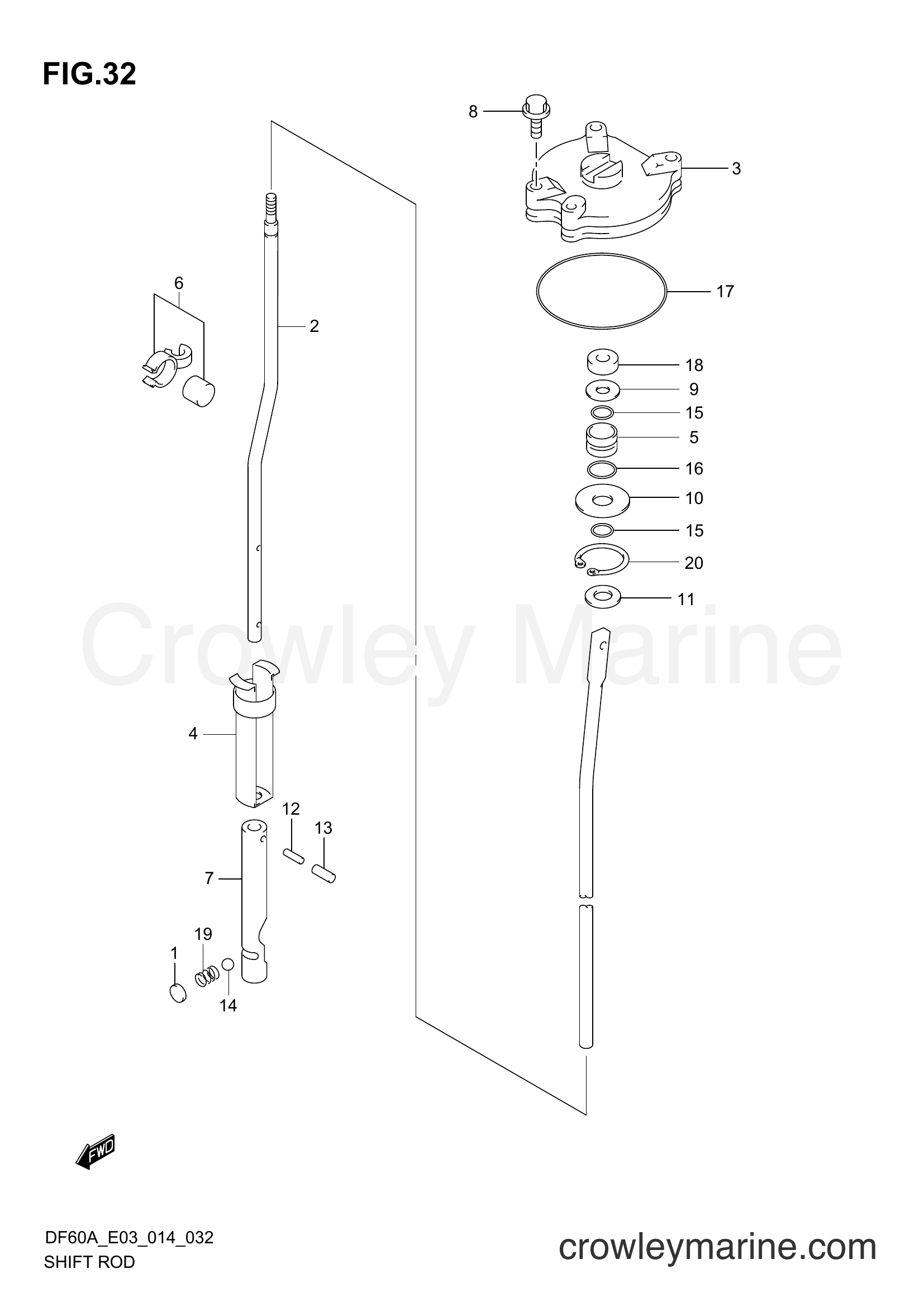 Suzuki Marine DF40A 410001~ - SHIFT ROD (DF50AVT E03)