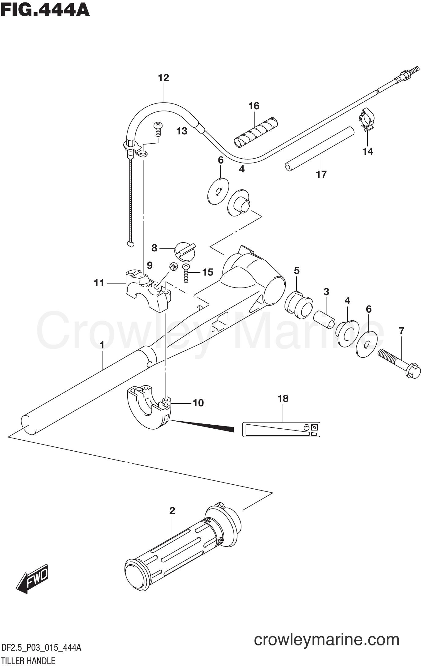 Suzuki Marine DF2.5 00252F-510001~ - TILLER HANDLE