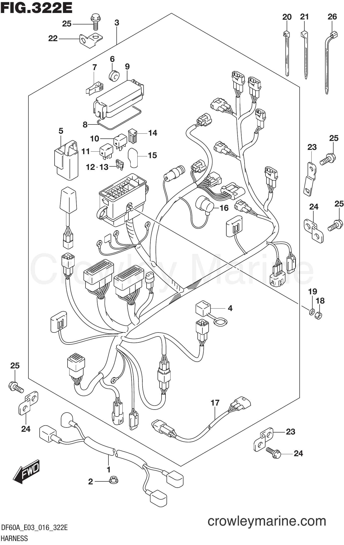 Suzuki Marine DF40AT 610001~ - HARNESS (DF60AVT E03)