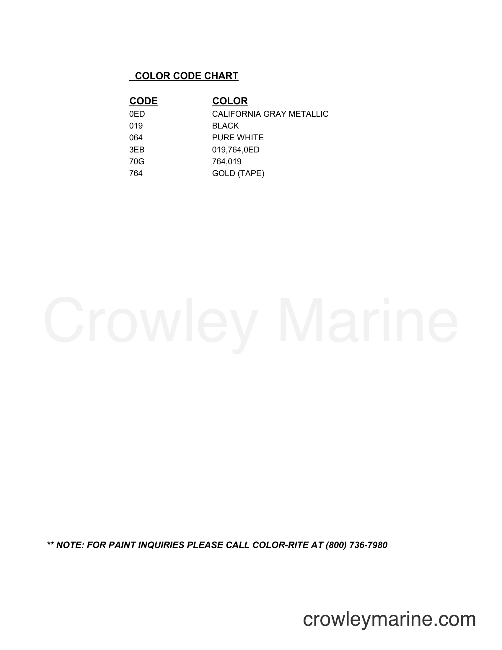 Suzuki Marine PU55 - COLOR CHART