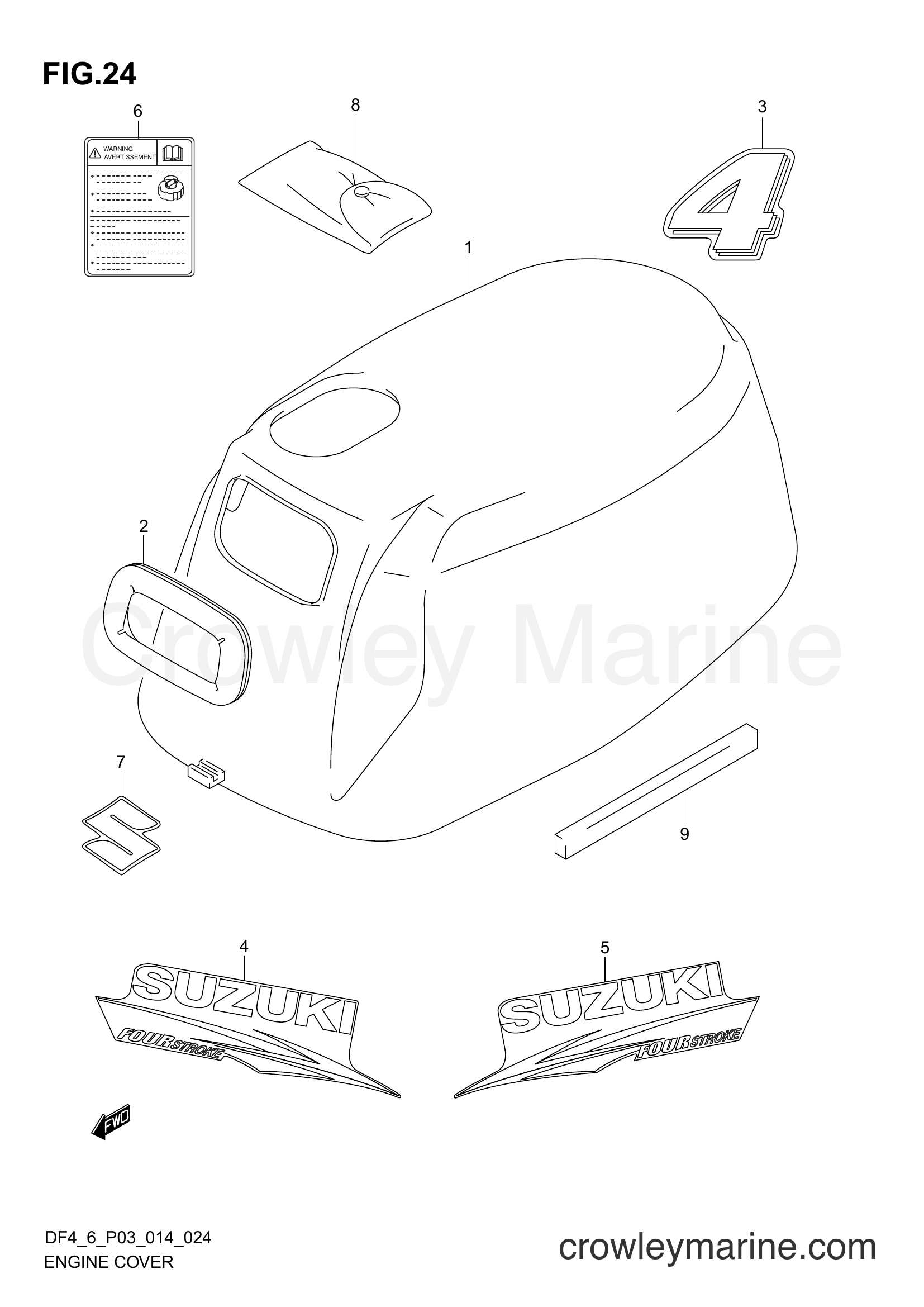 Suzuki Marine DF4 00402F-410001~ - ENGINE COVER (DF4 P03)