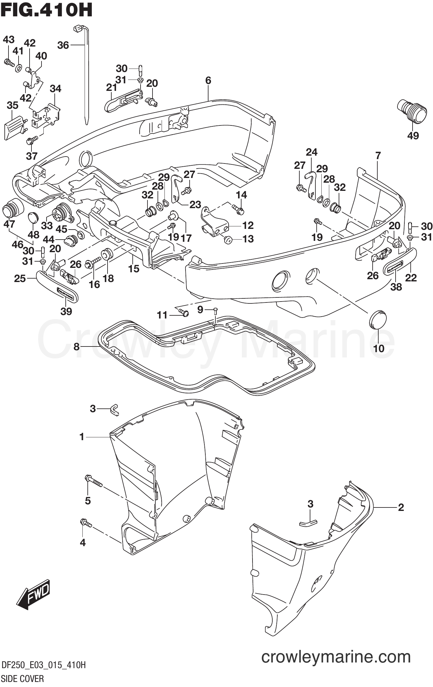 Suzuki Marine DF200T 51001~ - SIDE COVER TRANSOM(L) (DF250ST E03)