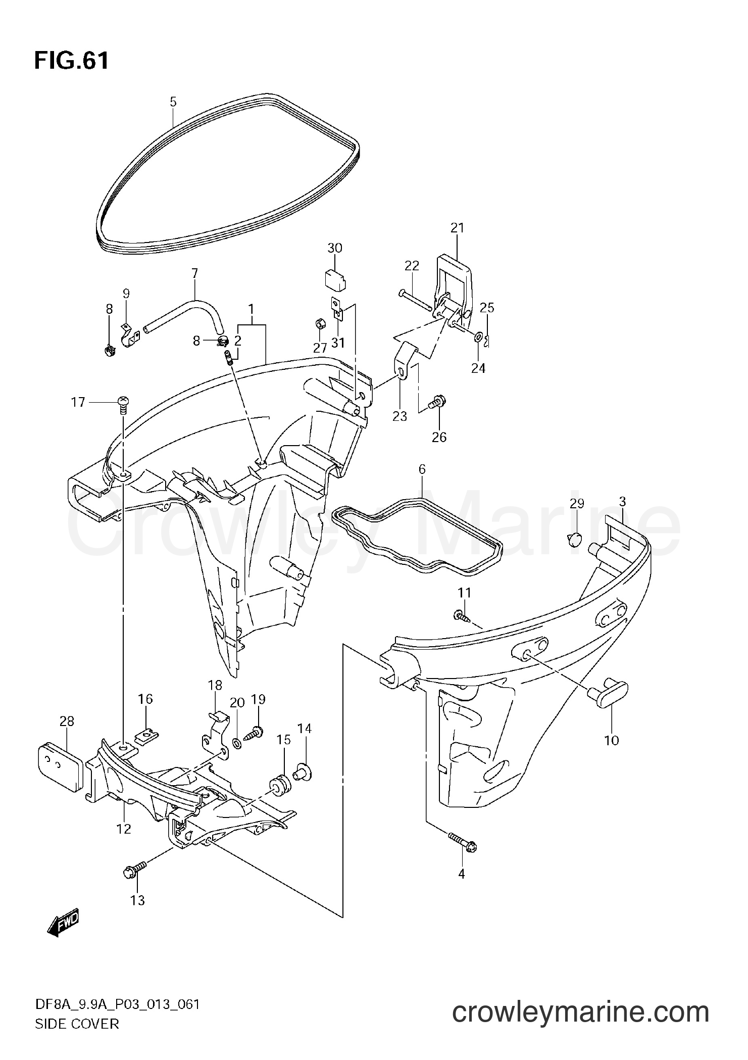 Suzuki Marine DF9.9A 310001~ - SIDE COVER (DF8AR E03)