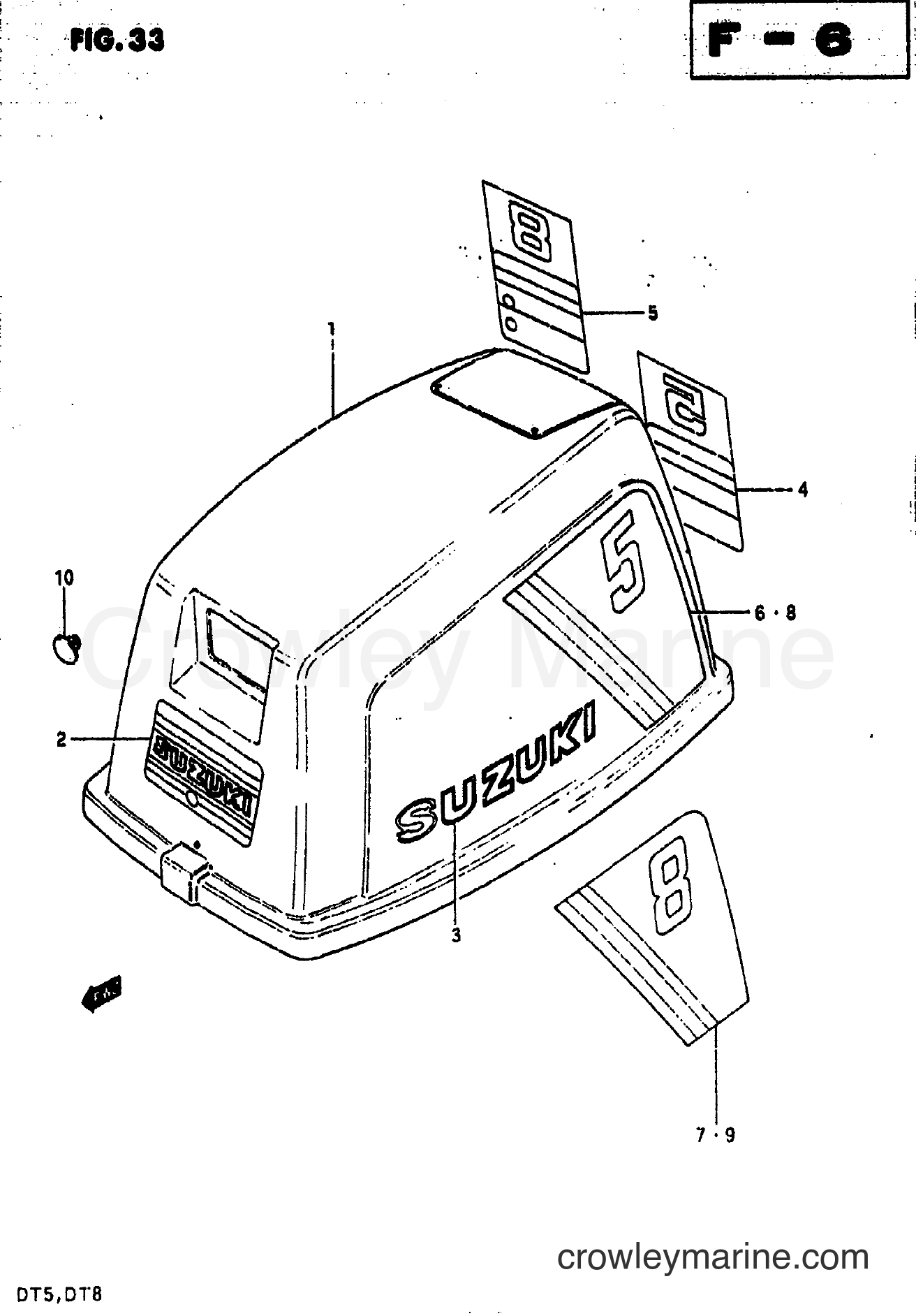Suzuki Marine DT8 - ENGINE COVER 2 MODEL VZ (E13, E40)