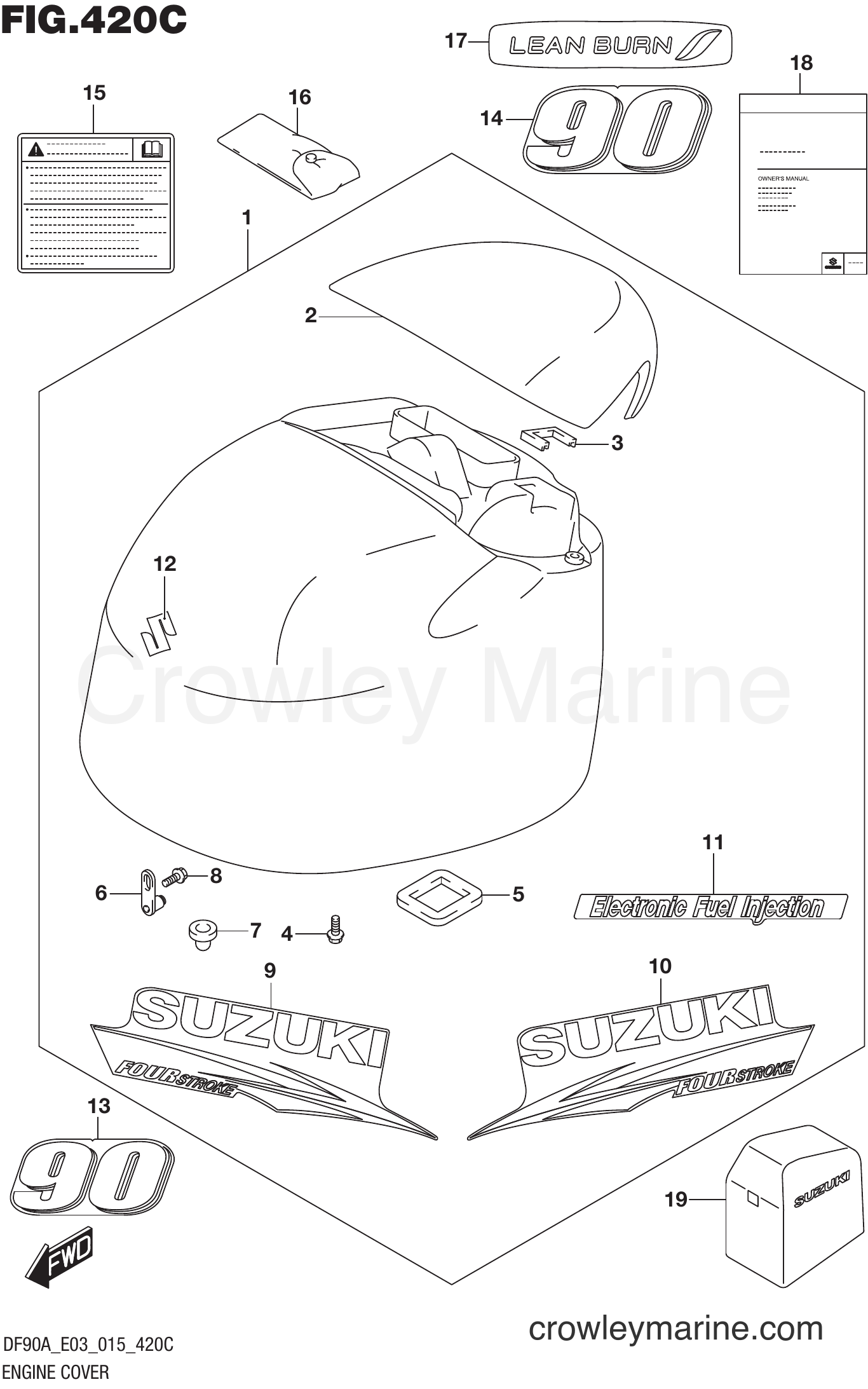 Suzuki Marine DF70AT 510001 - ENGINE COVER (DF90A E03)
