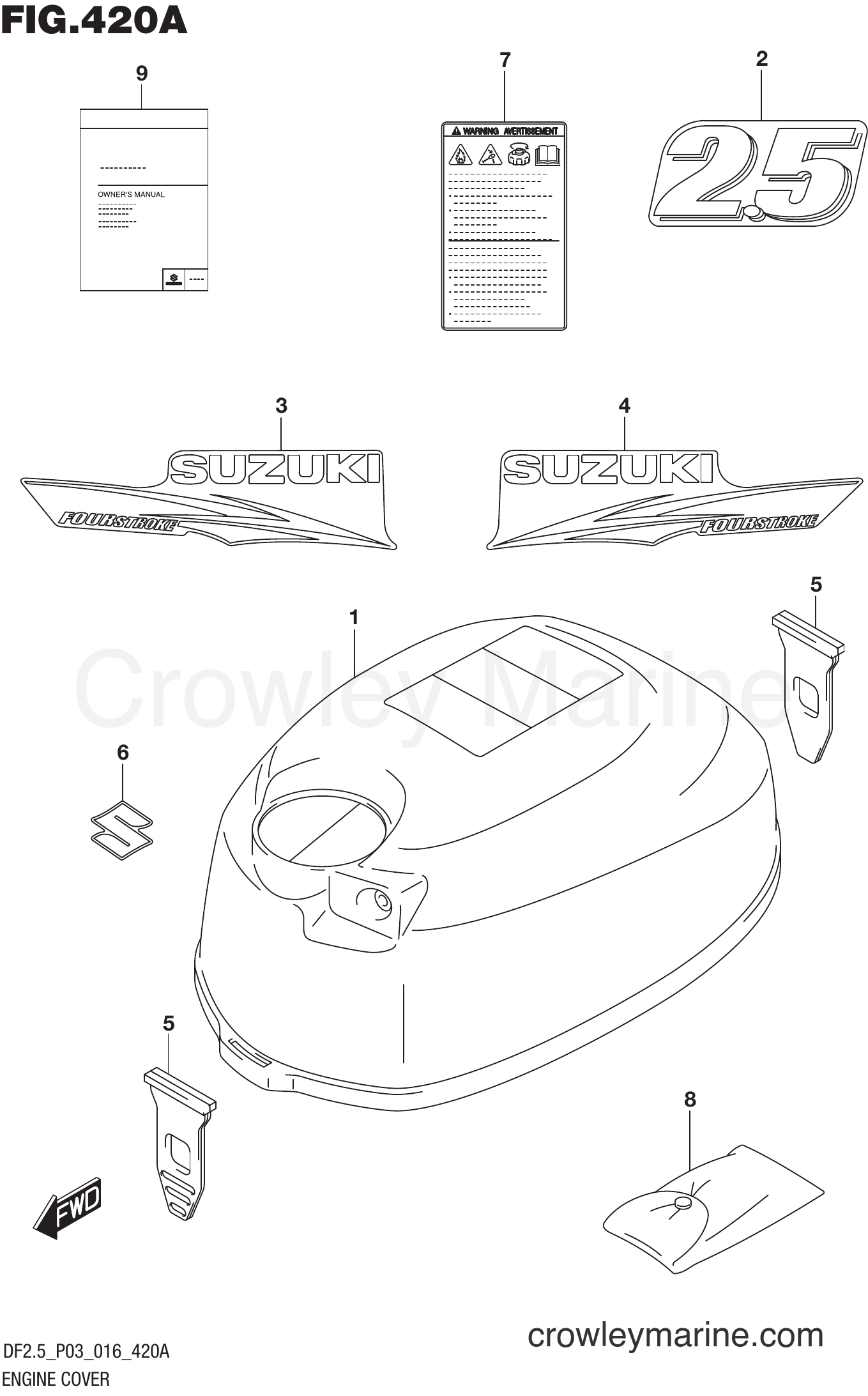Suzuki Marine DF2.5 00252F-610001~ - ENGINE COVER