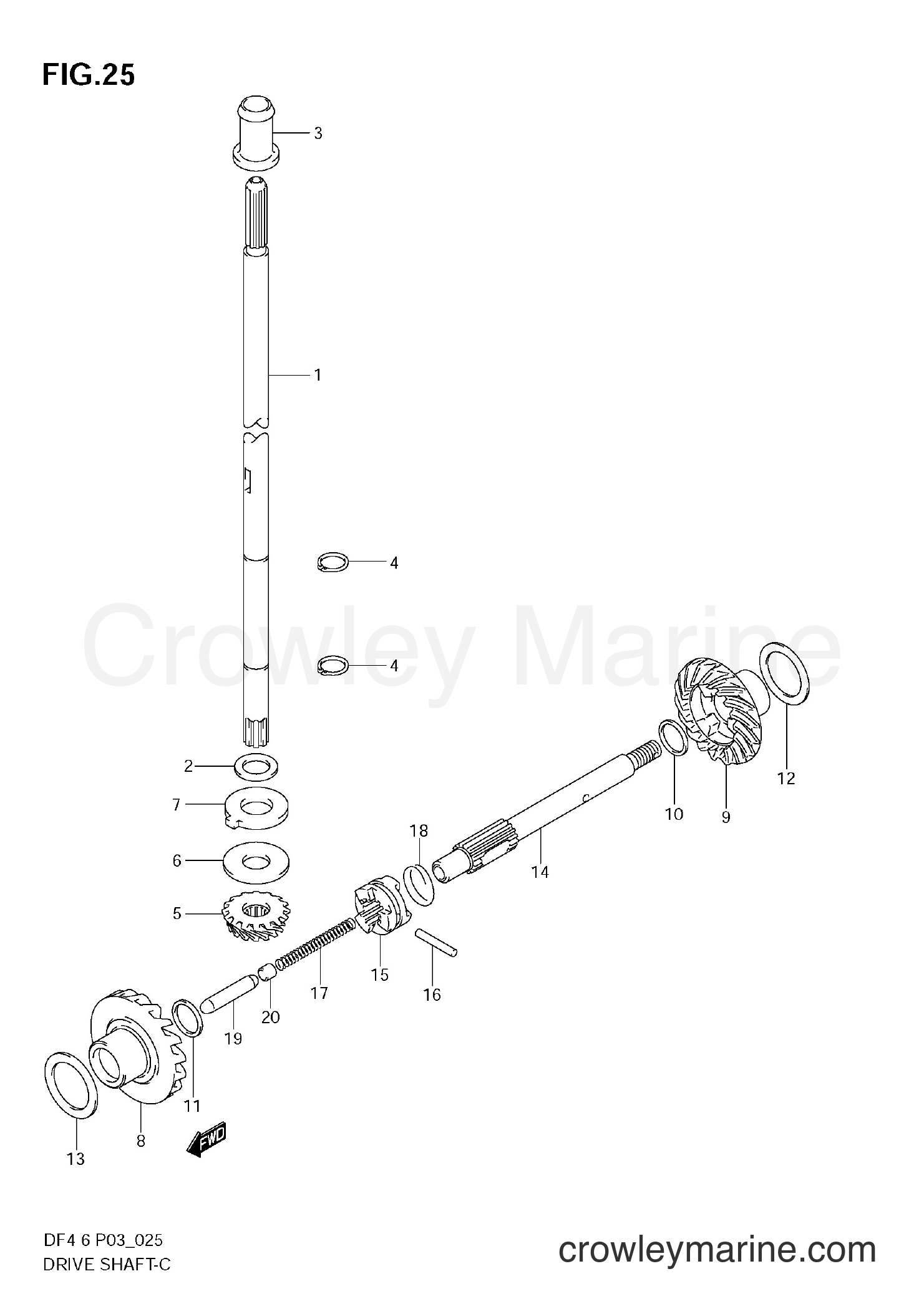 DRIVE SHAFT 2003 FourStroke Outboard 4 DF4 Crowley Marine