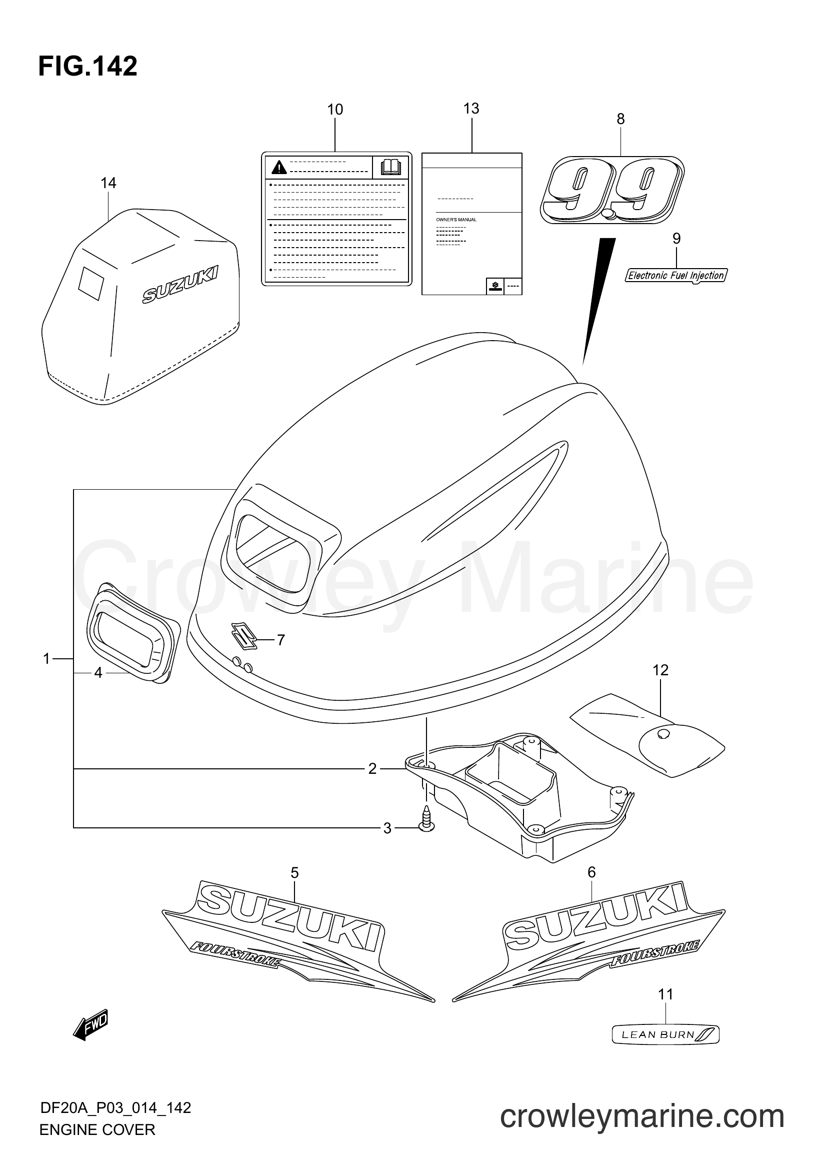 Suzuki Marine DF15A 00995F-01504 - ENGINE COVER (DF9,9BR P03)